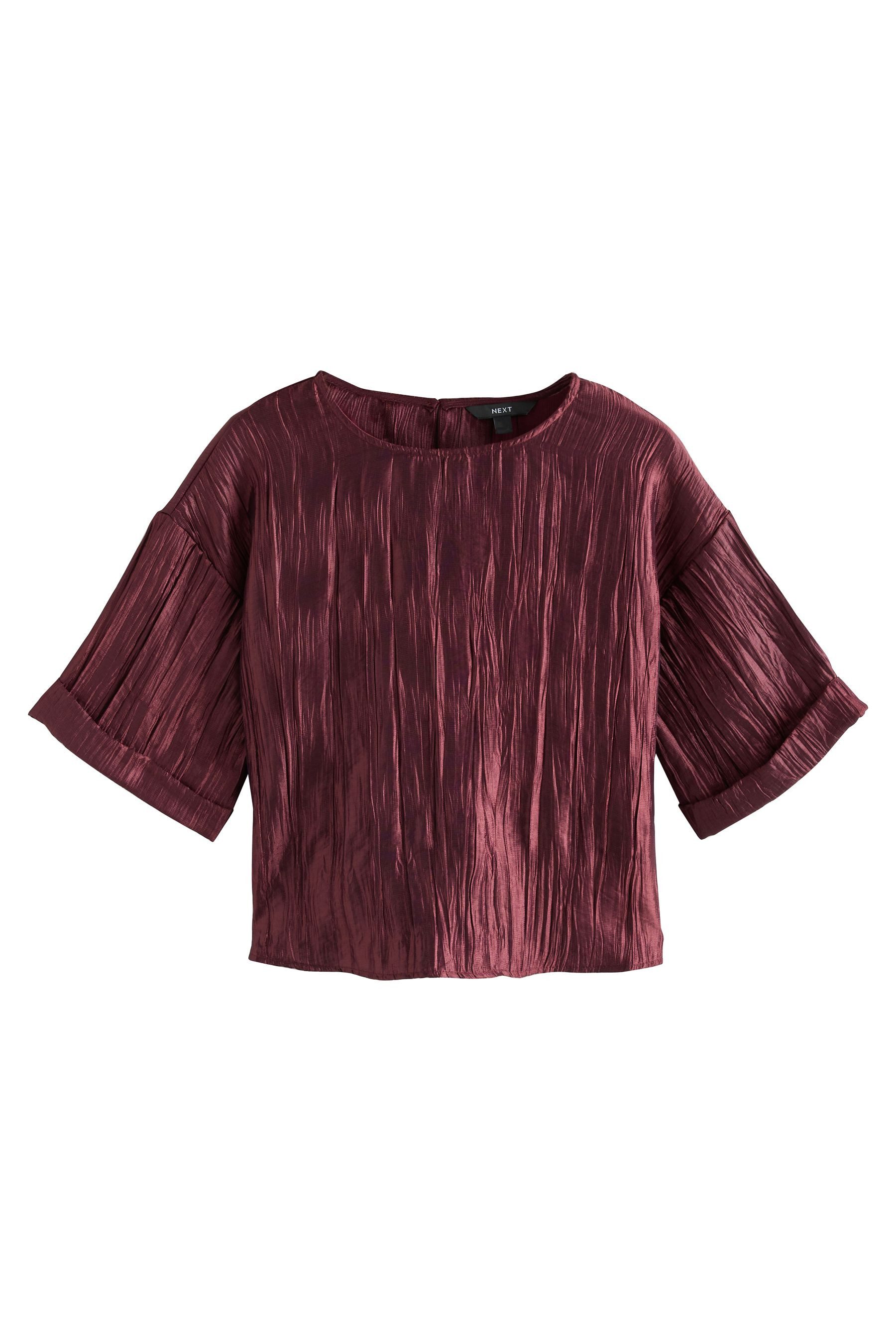 Next Kurzarmbluse Kurzärmeliges Metallic-Oberteil in Knitteroptik günstig online kaufen