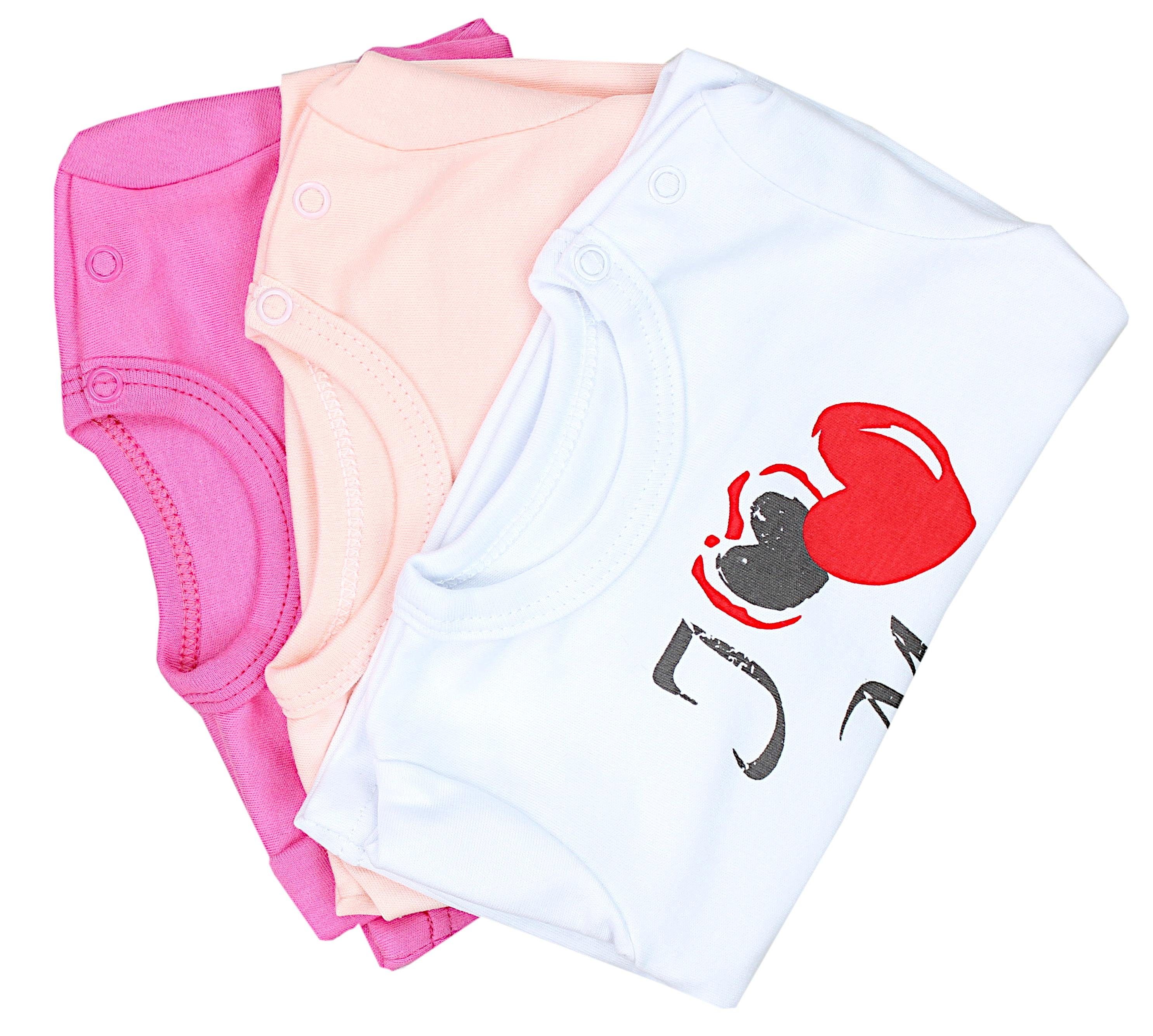 Unisex Langarmshirt Set Aufdruck Rundhalsshirt mit I love 3er TupTam Aprikose Maus Spruch Mum TupTam Weiß Baby Dad Pink Katze