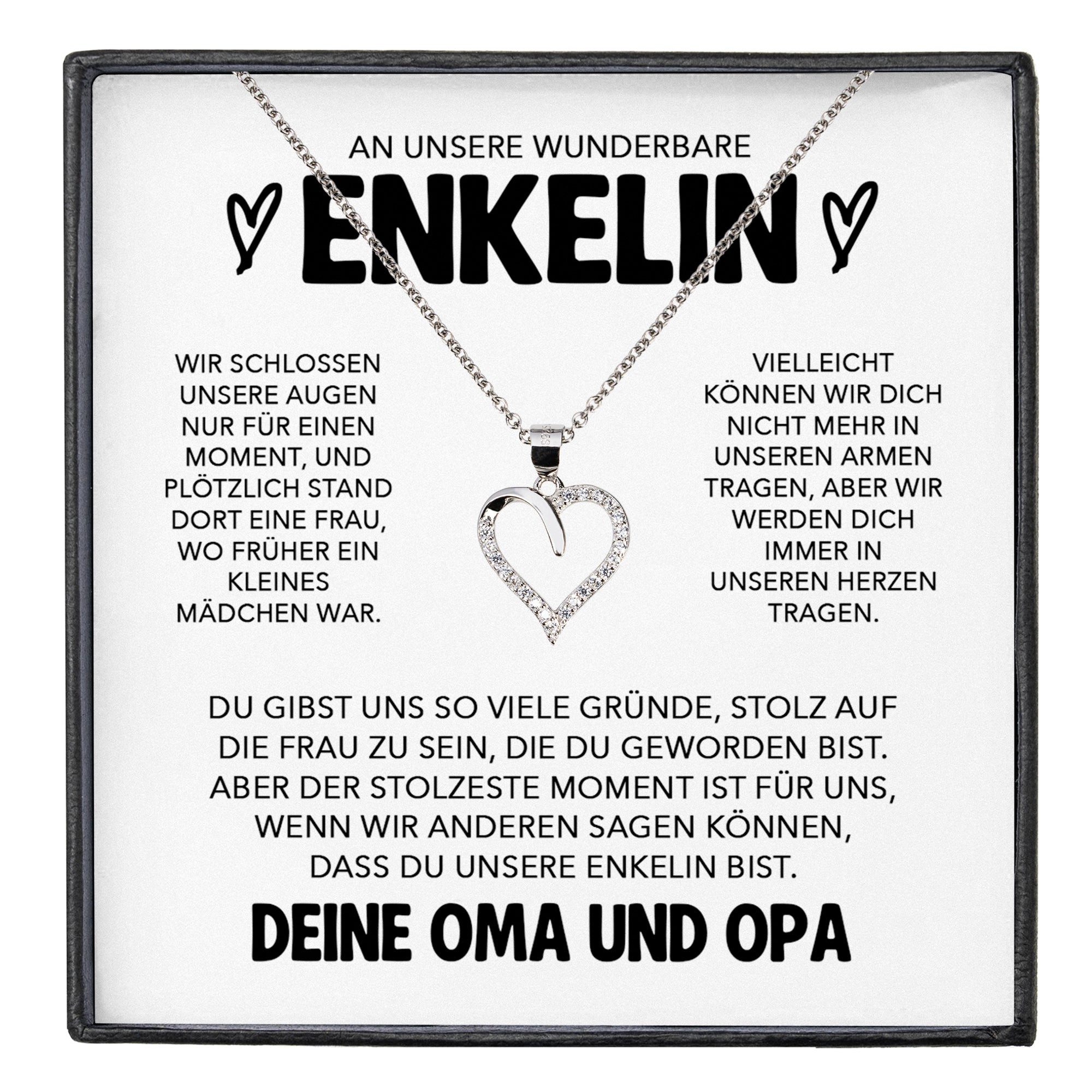 22Feels Schmuckset Unsere Enkelin Geschenk von Oma Opa Herz Halskette Mädchen Frauen (inkl. Geschenktasche, Karte(n), Poliertuch, Beutel), Silber 925/000, Karte Made In Germany