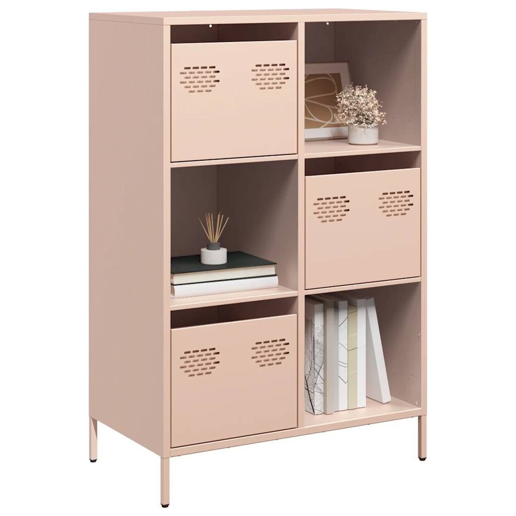 furnicato Highboard 68 x 39 x 103,5 cm Rosa (1 St), Stabile Kommode mit 3 Schubladen und Fächern für dein Büro
