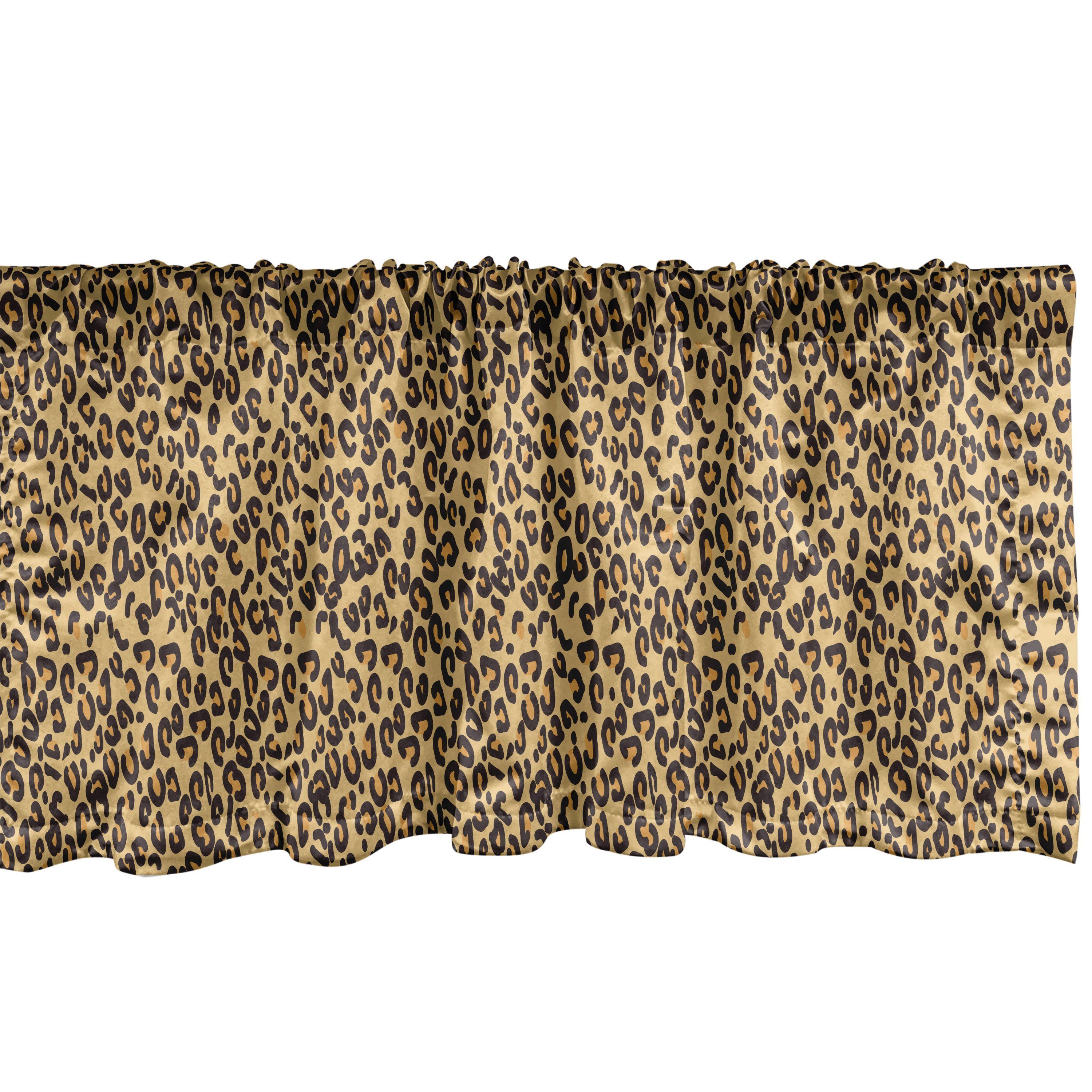 Scheibengardine Vorhang Volant für Küche Schlafzimmer Dekor mit Stangentasche, Abakuhaus, Microfaser, Leopard Kontinuierlicher Tiermuster