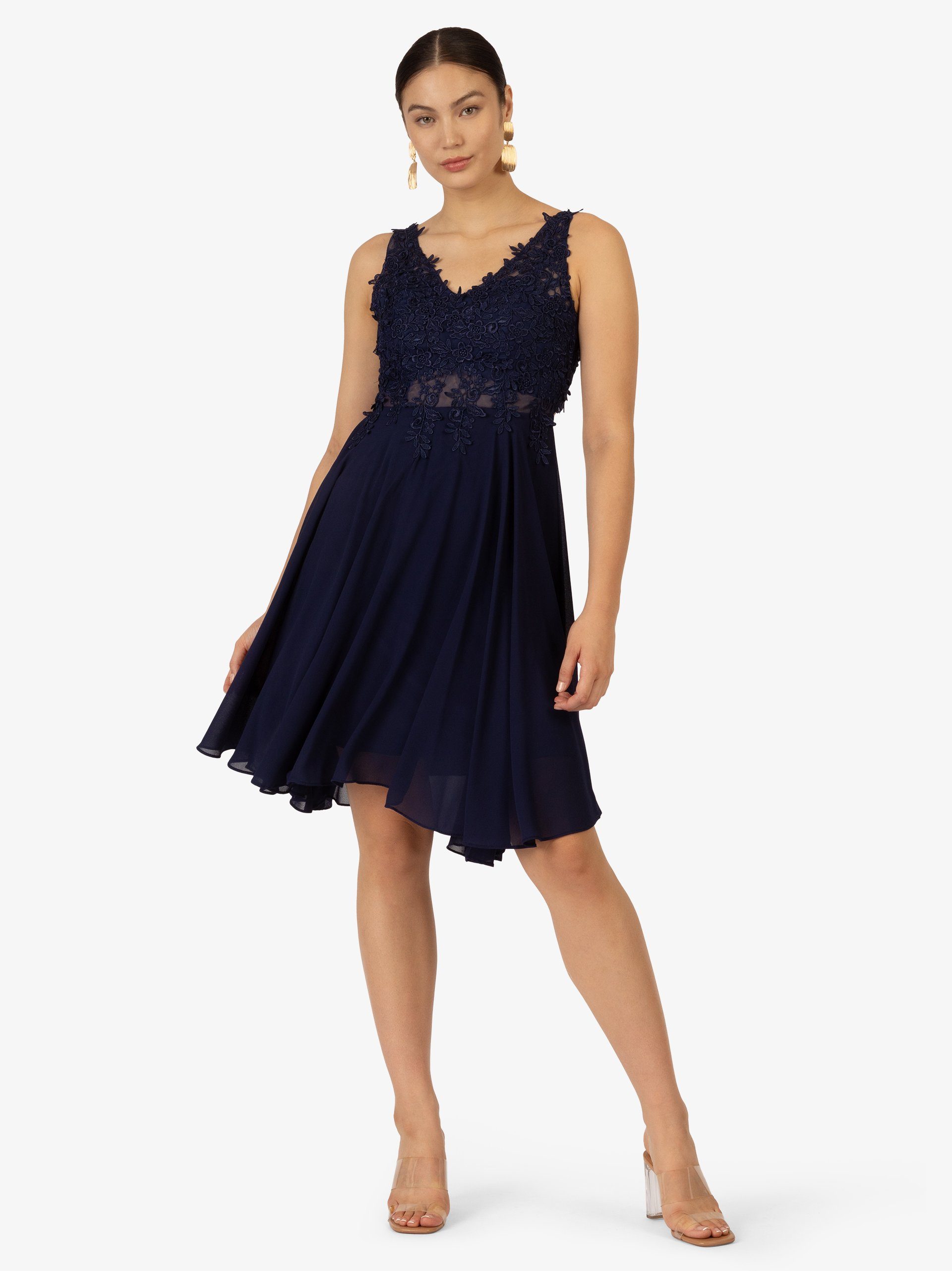 Kraimod Cocktailkleid aus Chiffon, Mesh und Spitze