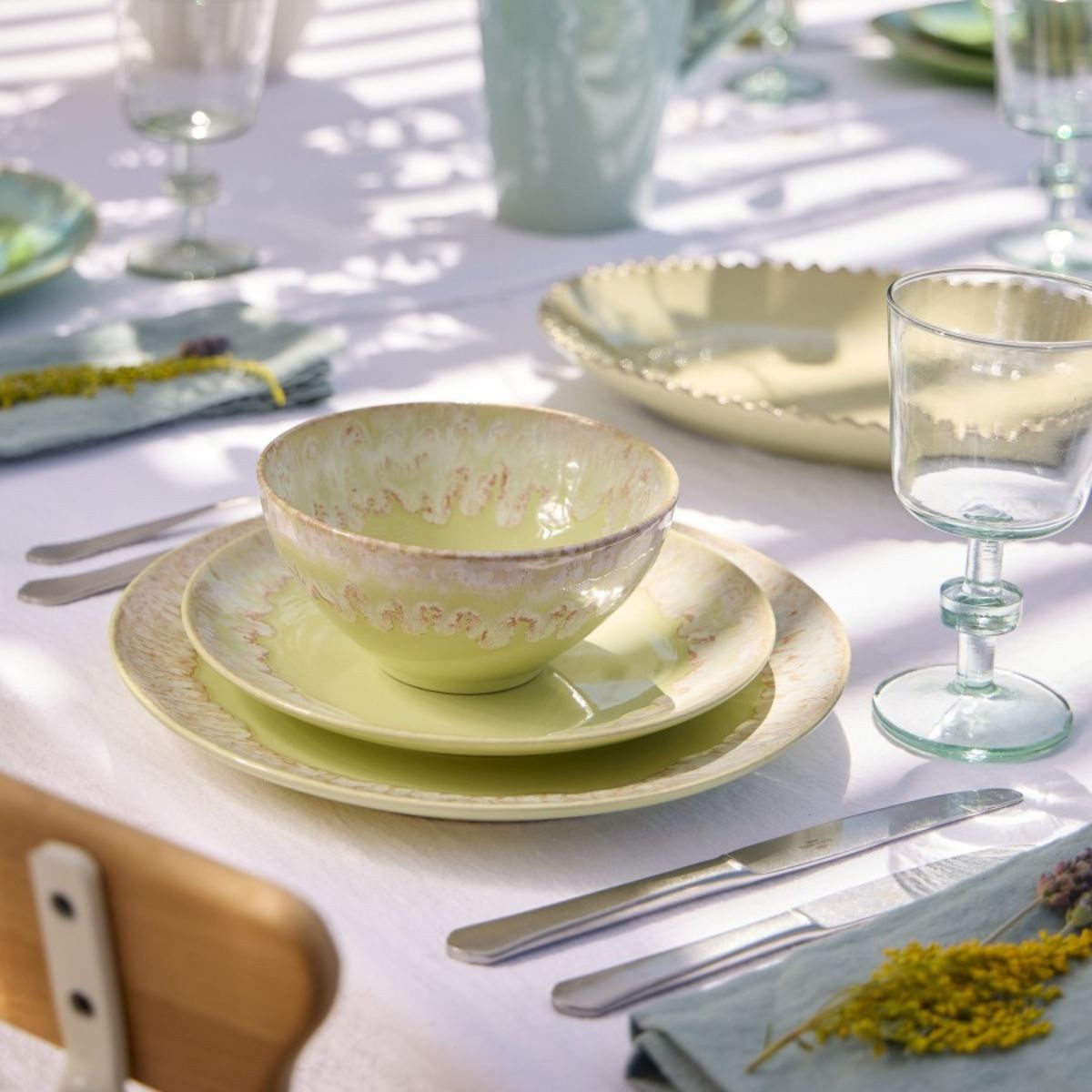 Costa Nova Frühstücksteller Taormina Sand Yellow Salat/Dessert/Frühstücksteller, 21,6 cm, Casafina, (1 St), Hohe Brenntemperaturen, porenfrei hygienisch, wärmeschockbeständig