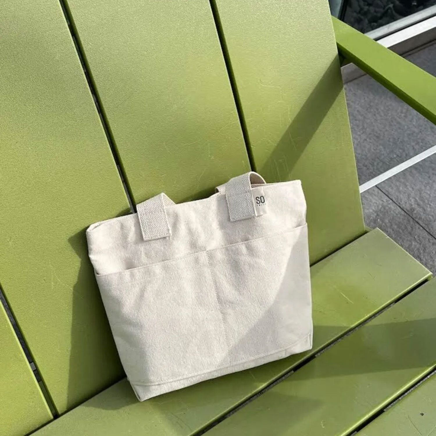 Jungengel Tragetasche Canvas Schultertasche Damen Stofftasche Umhängetasche Alltagstasche, Beige, Tote Bag, Nachhaltig, Magnetischer Verschluss