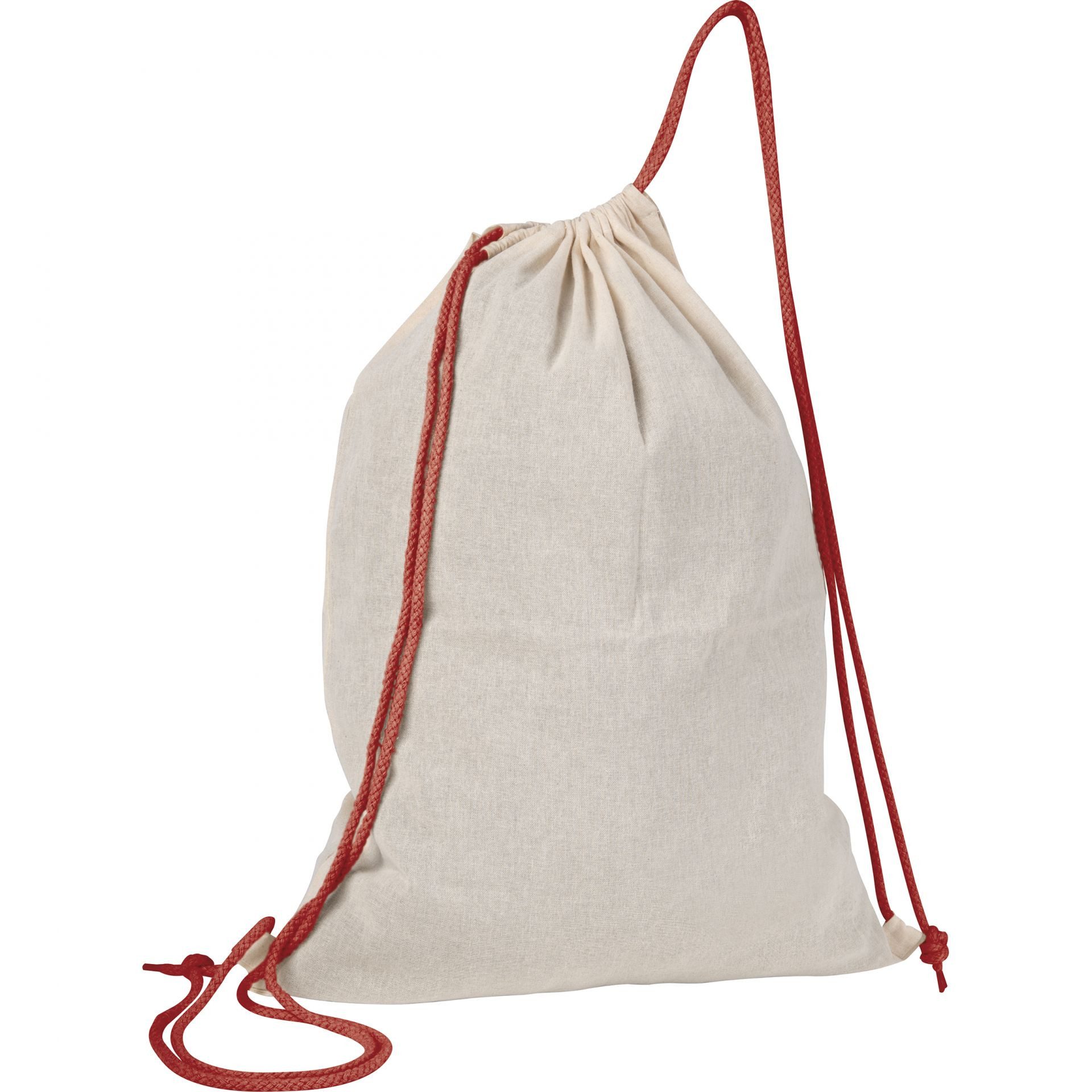Turnbeutel Baumwolle Gymbag / Sportbeutel / Turnbeutel / weiß mit roten Kordelzüg