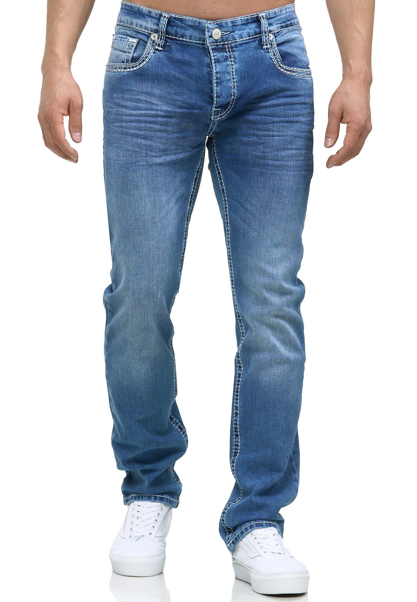 Jeans Pocket Herren Denim Regular blue light Code47 Hose Regular-fit-Jeans Bootcut Männer Fit Five Code47 904