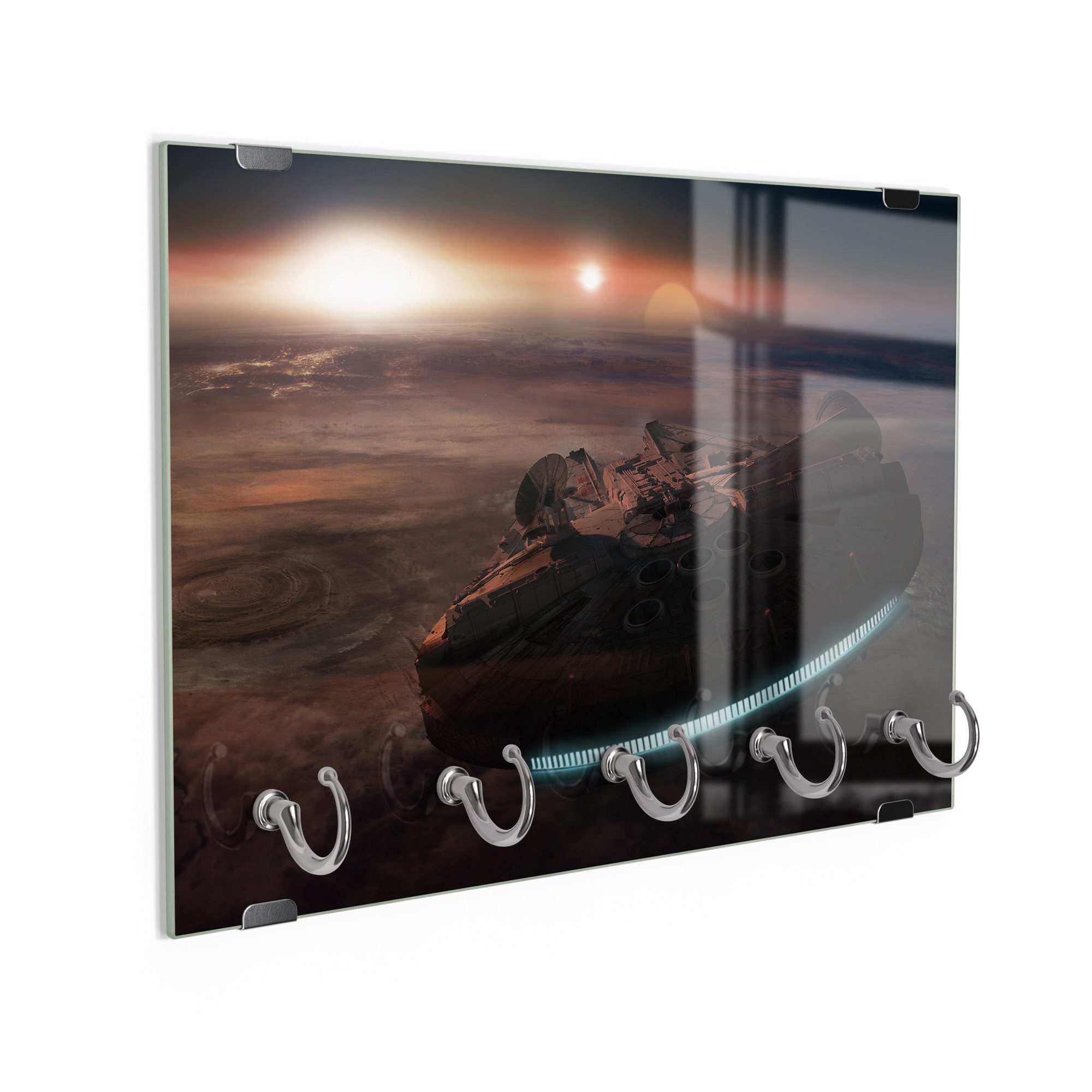 DEQORI Schlüsselbrett 'Millennium Falcon Dunkel', (1 St), Schlüsselhalter Schlüssel Haken Schlüsselboard modern Schlüsselleiste