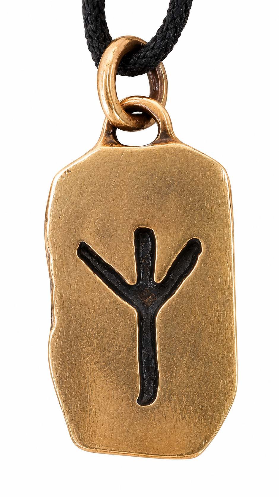 Kiss of Leather Kettenanhänger Rune Runen Anhänger Bronze Buchstabe Z Algiz Elhaz Elch Schutz