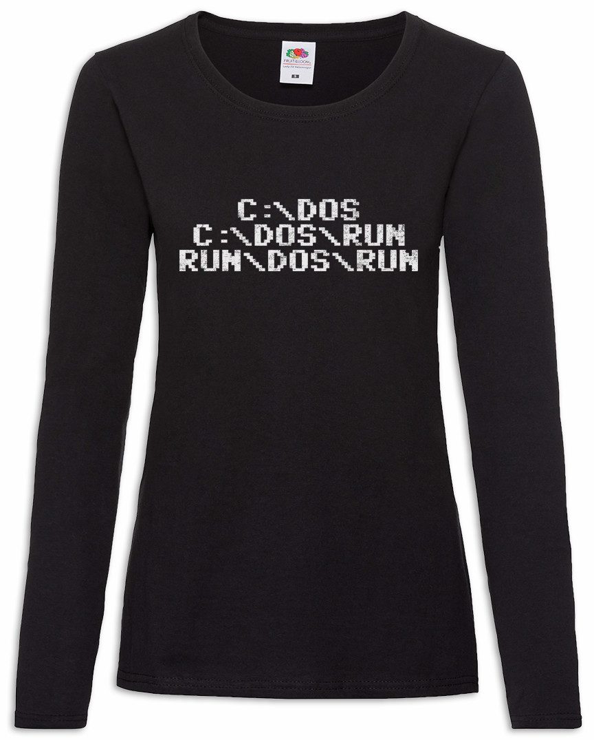 Urban Backwoods Langarmshirt Run Dos Run Damen Langarmshirt Befehl Computer Software PC (1-tlg) Programmierer Command Fun Geek