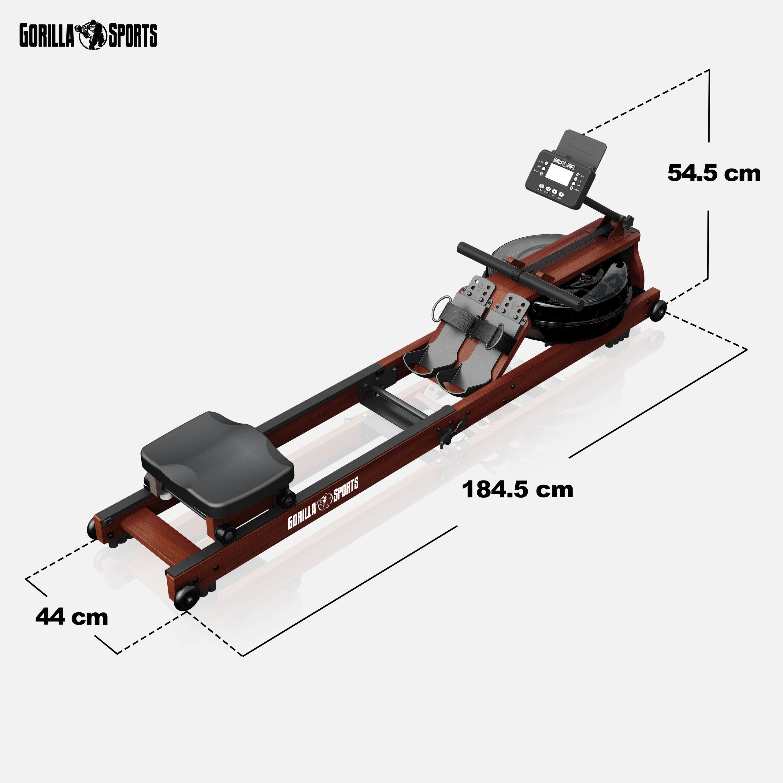 GORILLA SPORTS Rudergerät Klappbar, Bluetooth, 6 Stufen, App Kompatibel, Holz - Rudermaschine (1-tlg)