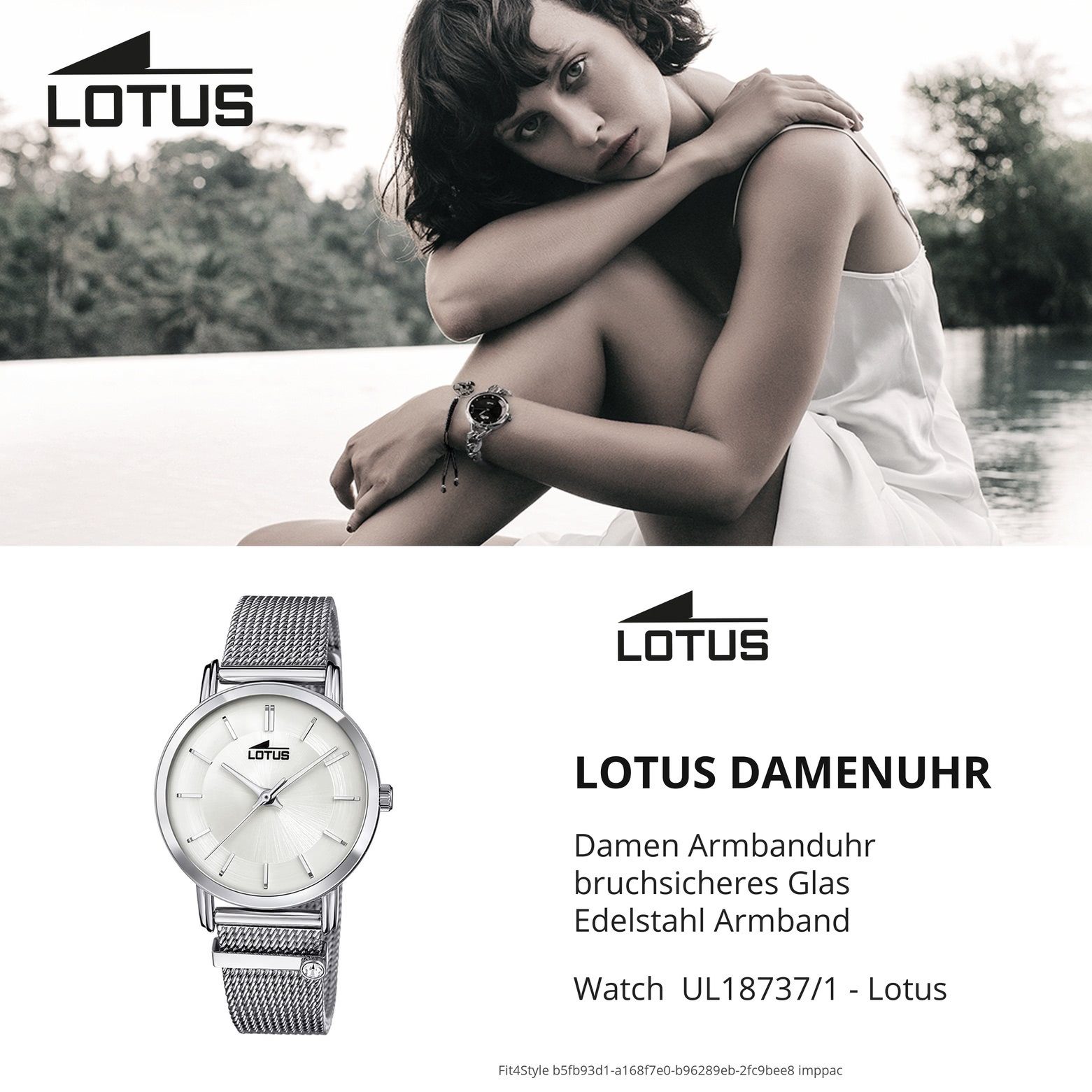 Lotus Quarzuhr Lotus Damen Armbanduhr Trendy 18737/1, (Analoguhr), Damenuhr rund, mittel (ca. 33mm) Edelstahlarmband silber