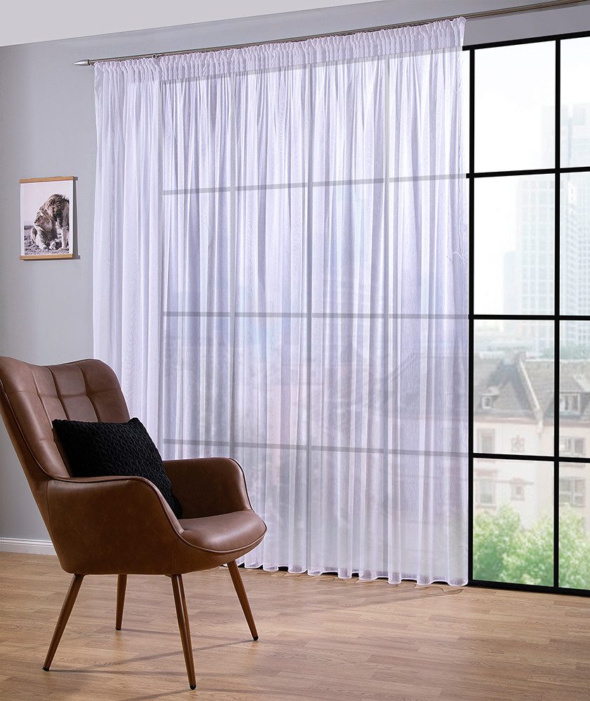 DecoHome24 Gardine Leinen, Kräuselband (1 St), günstig online kaufen