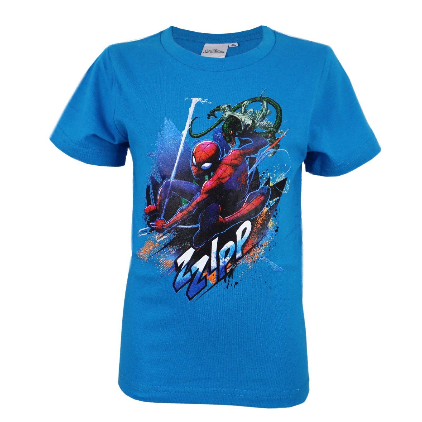 Marvel MARVEL Hellblau 98 Kinder Lizard Gr. Shirt Baumwolle 128, bis 100% Spiderman T-Shirt