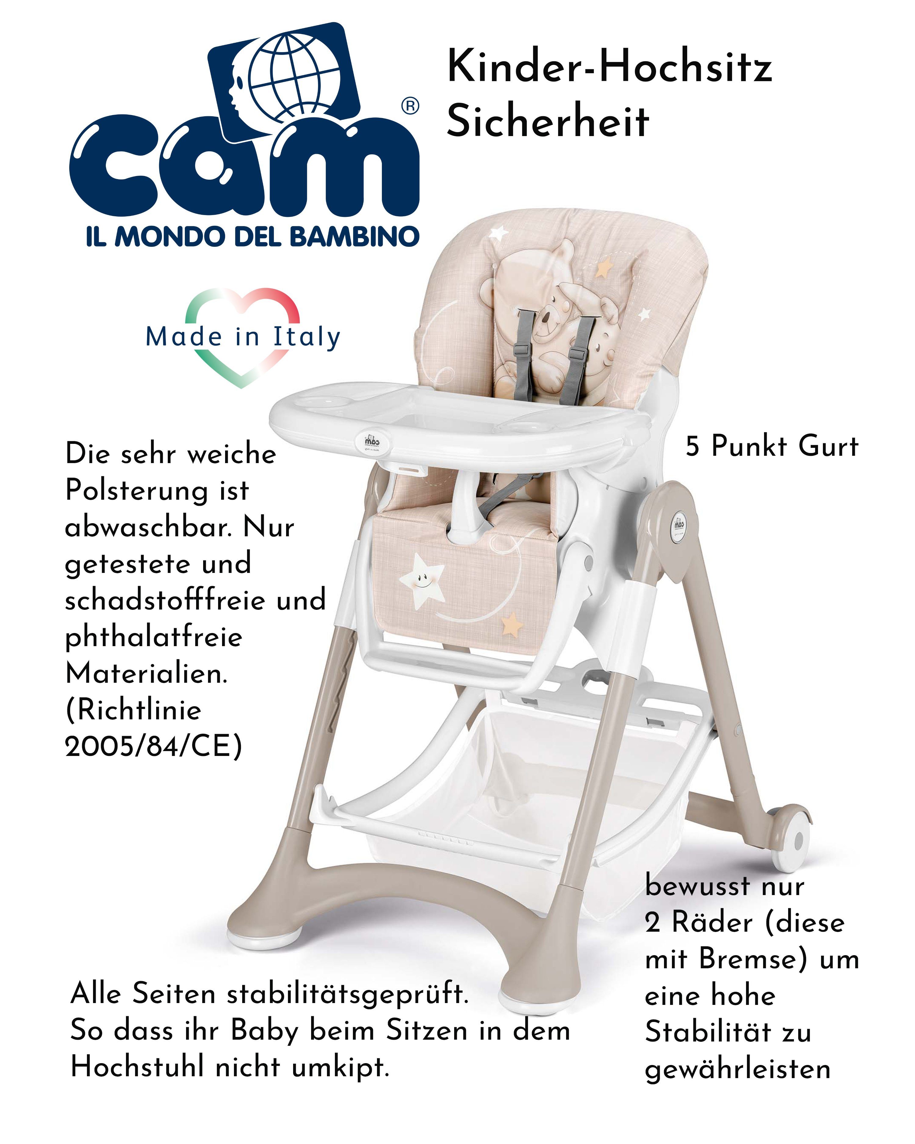 Hochstuhl Baby-Stuhl Cam Mondbär mitwachsend Tablett verstellbar CAM CAMPIONE inkl. - 260