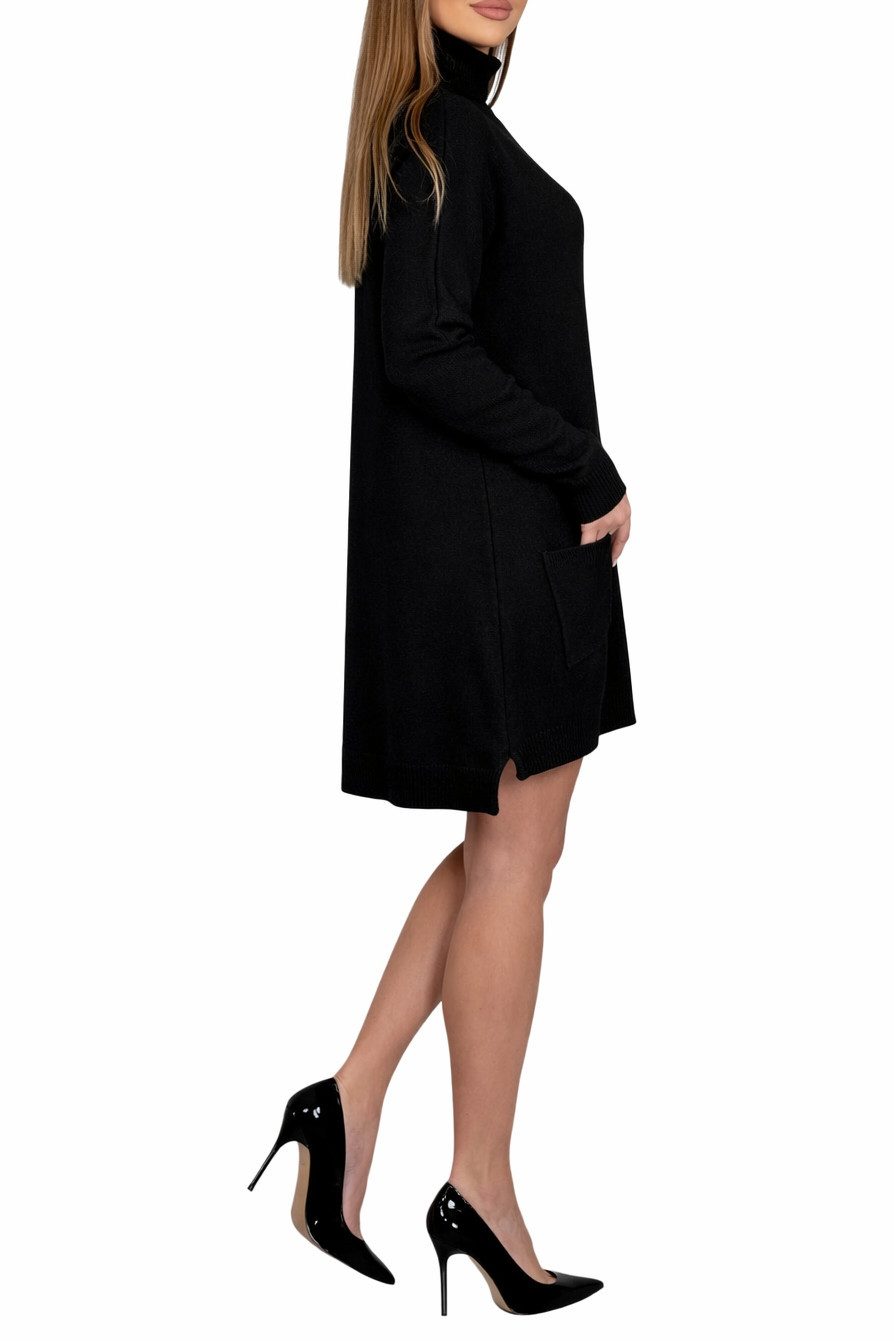 Mississhop Strickkleid Damen Strickkleid A-Linien Kleid mit Rollkragen und mit Taschen M.428