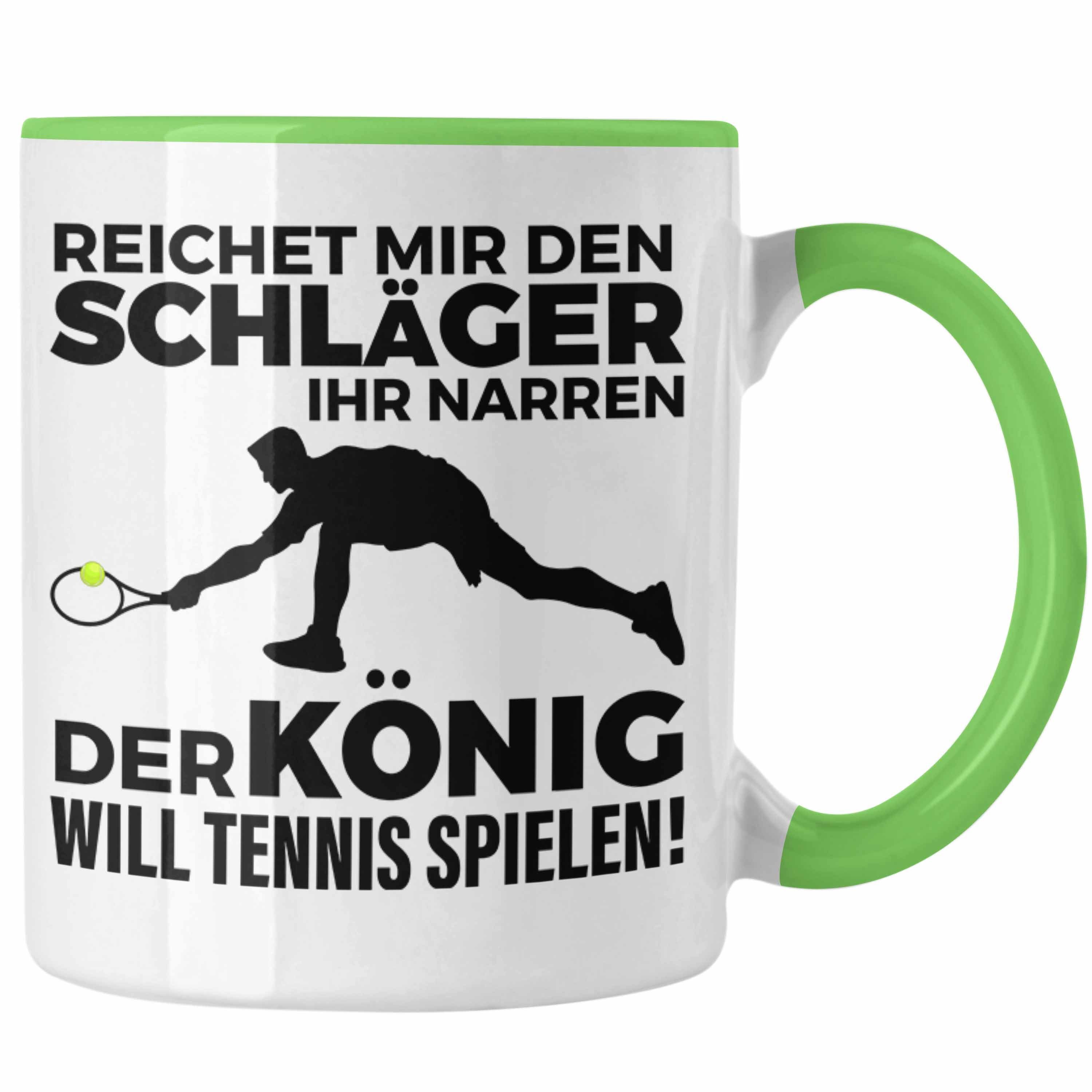 Trendation Tasse Trendation - Tennis Tasse Geschenk Tennisspieler Geschenkidee Spruch Coach Trainer Mann Männer Grün