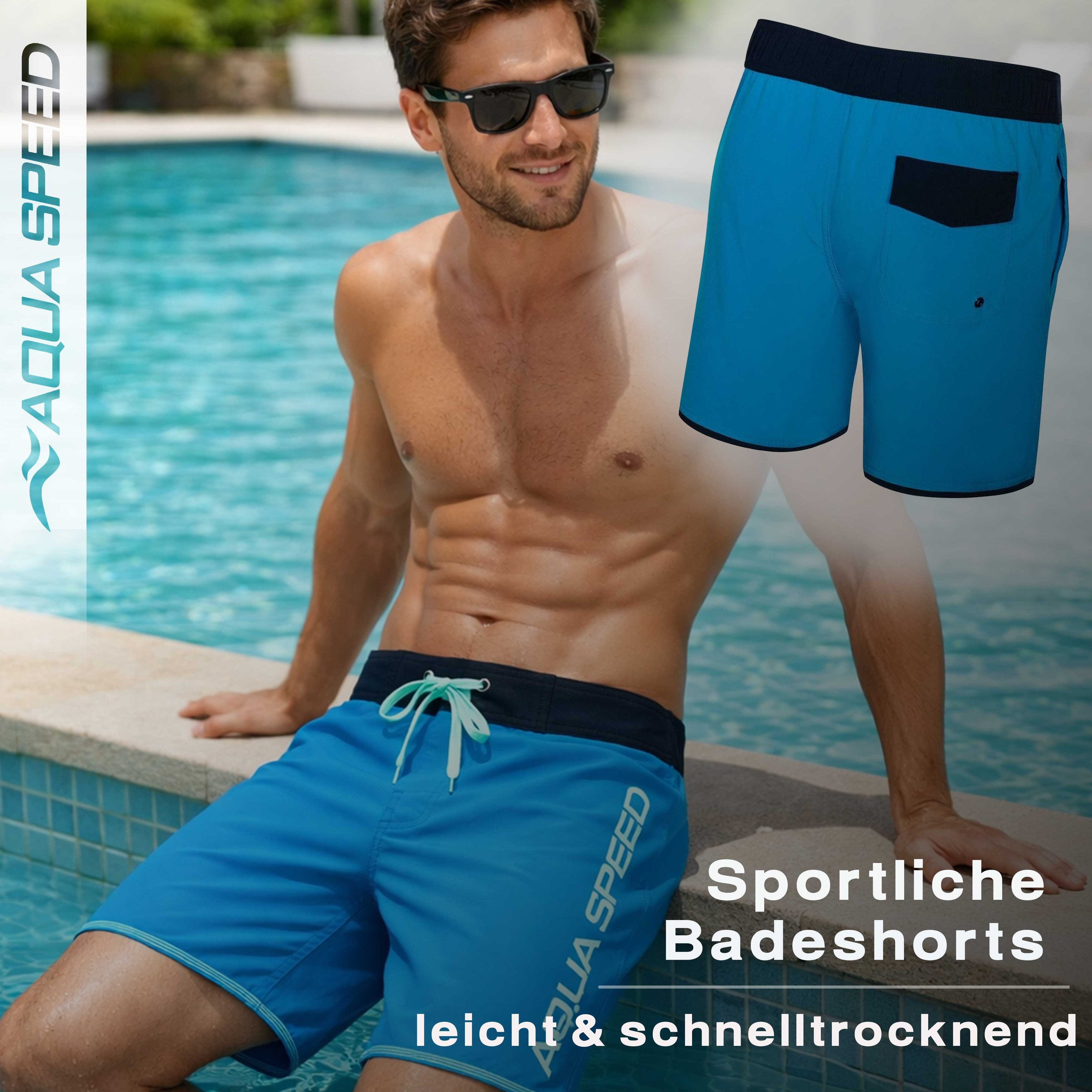 Aqua Speed Boardshorts (EVAN Bermudashorts Schwimmhose Strandhose Badehose Mann) Angenehmes Hautgefühl auch bei längerer Nutzung im Alltag