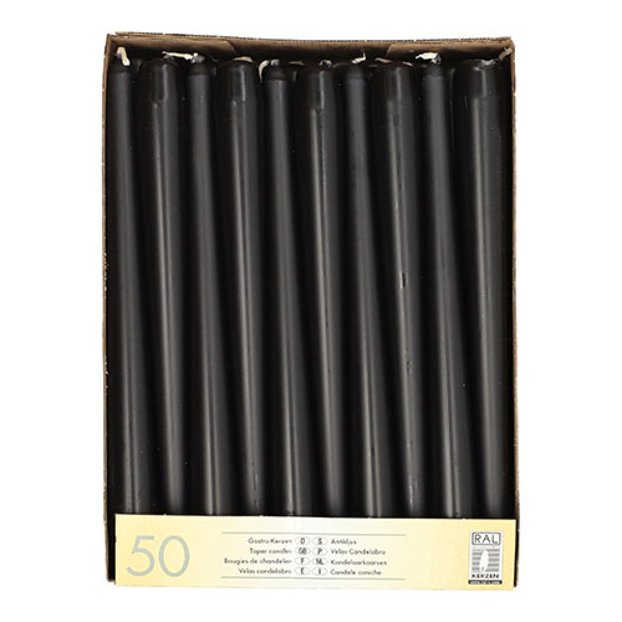 PAPSTAR Spitzkerze, Spitzkerzen 2,2x25cm 50 Stück Schwarz