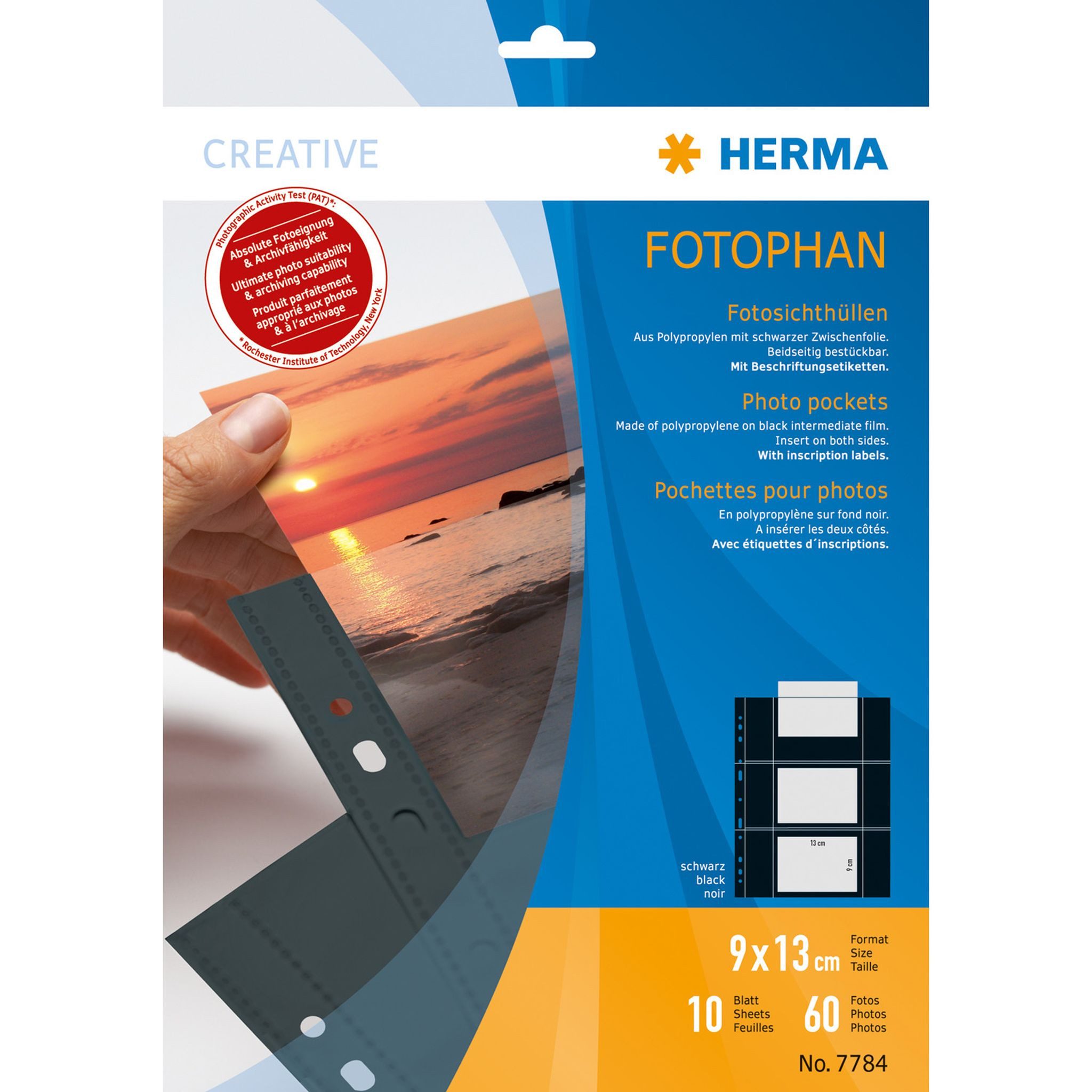 HERMA Fotoalbum Herma FOTOPHAN Fotosichthüllen PP für Fotos 9 x 13 cm quer schwarz 10
