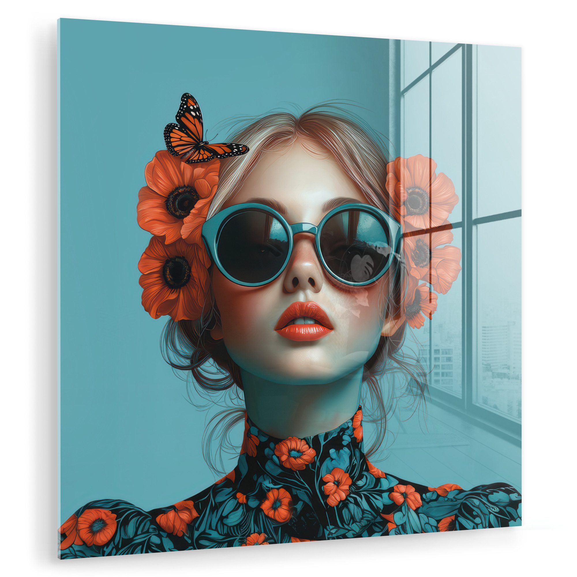 MuchoWow Acrylglasbild Frau - Blau - günstig online kaufen