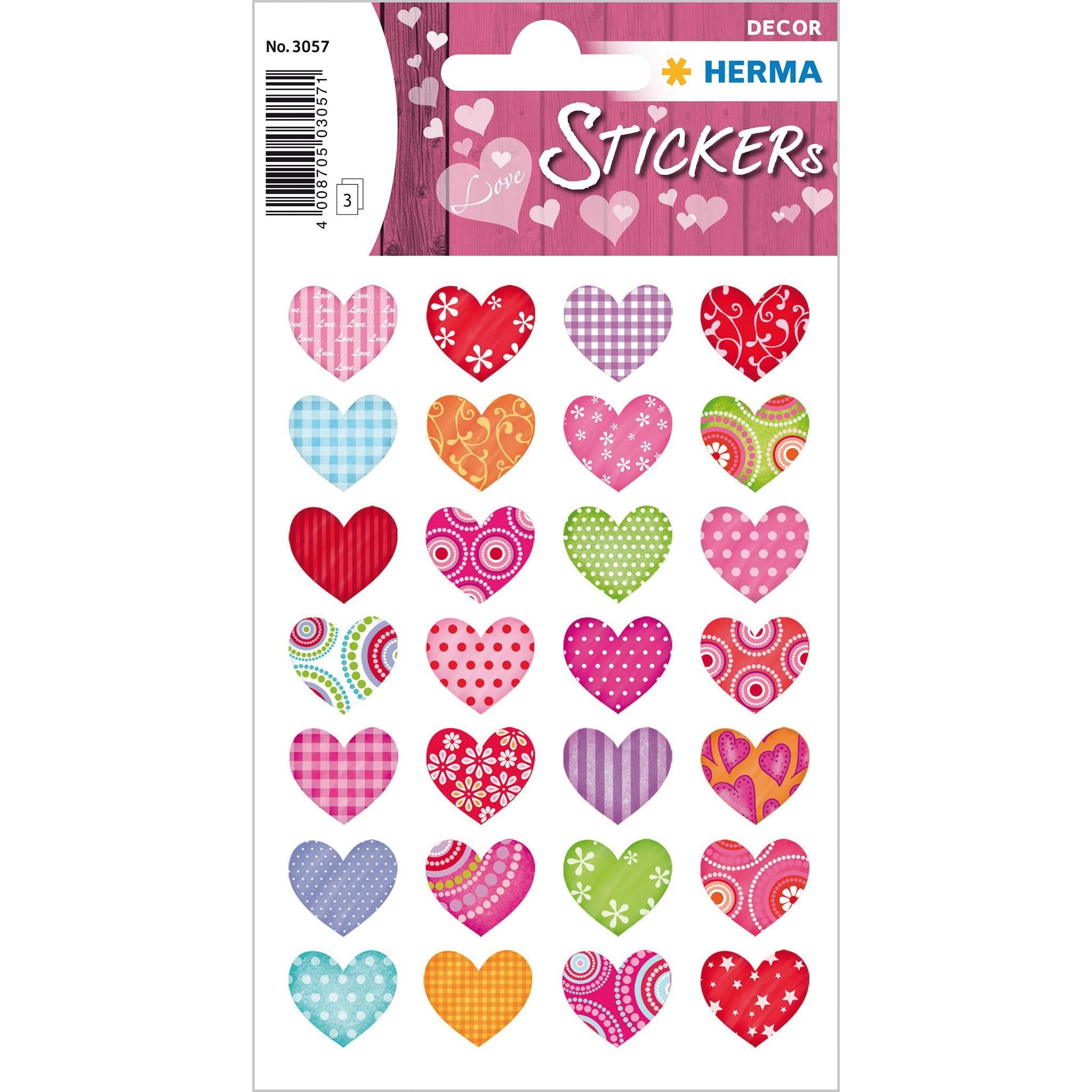 HERMA Sticker Herma Sticker DECOR Love Bunte Herzen 3 Bl