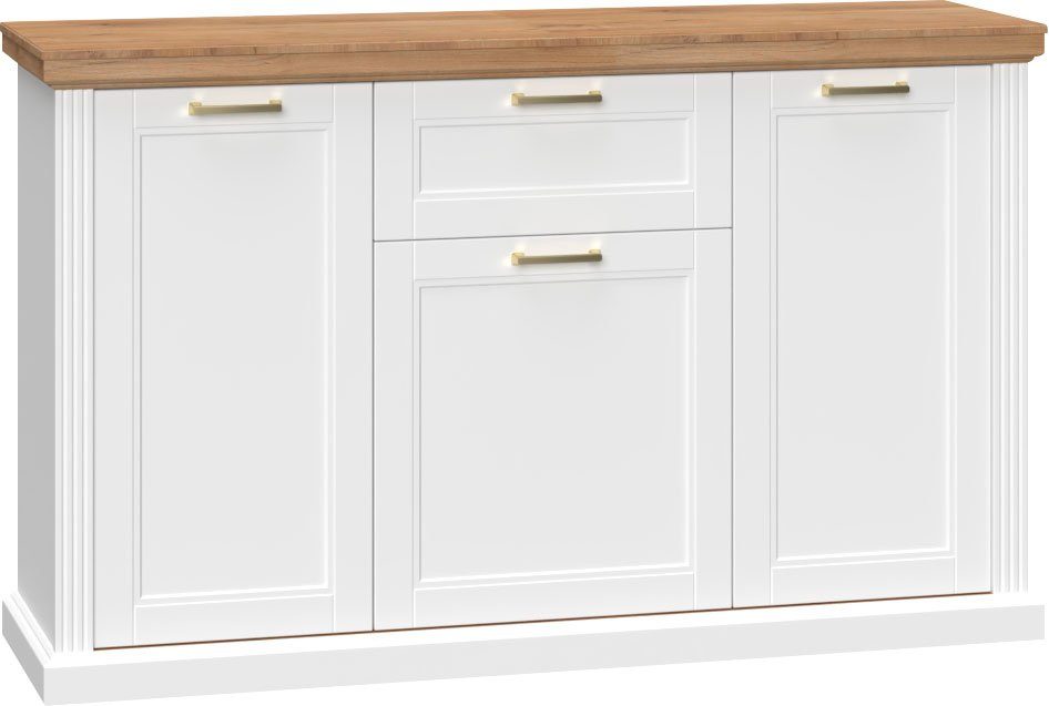 Home affaire Kombikommode Tara, im klassischen Landhausstil, FSC-zertifiziert, in 2 Größen (Soft-Close-Funktion, goldfarbene Metallgriffe, Innendekor Holzoptik), lackiert mit wasserbasiertem UV-Lack, unempfindlich und kratzfest