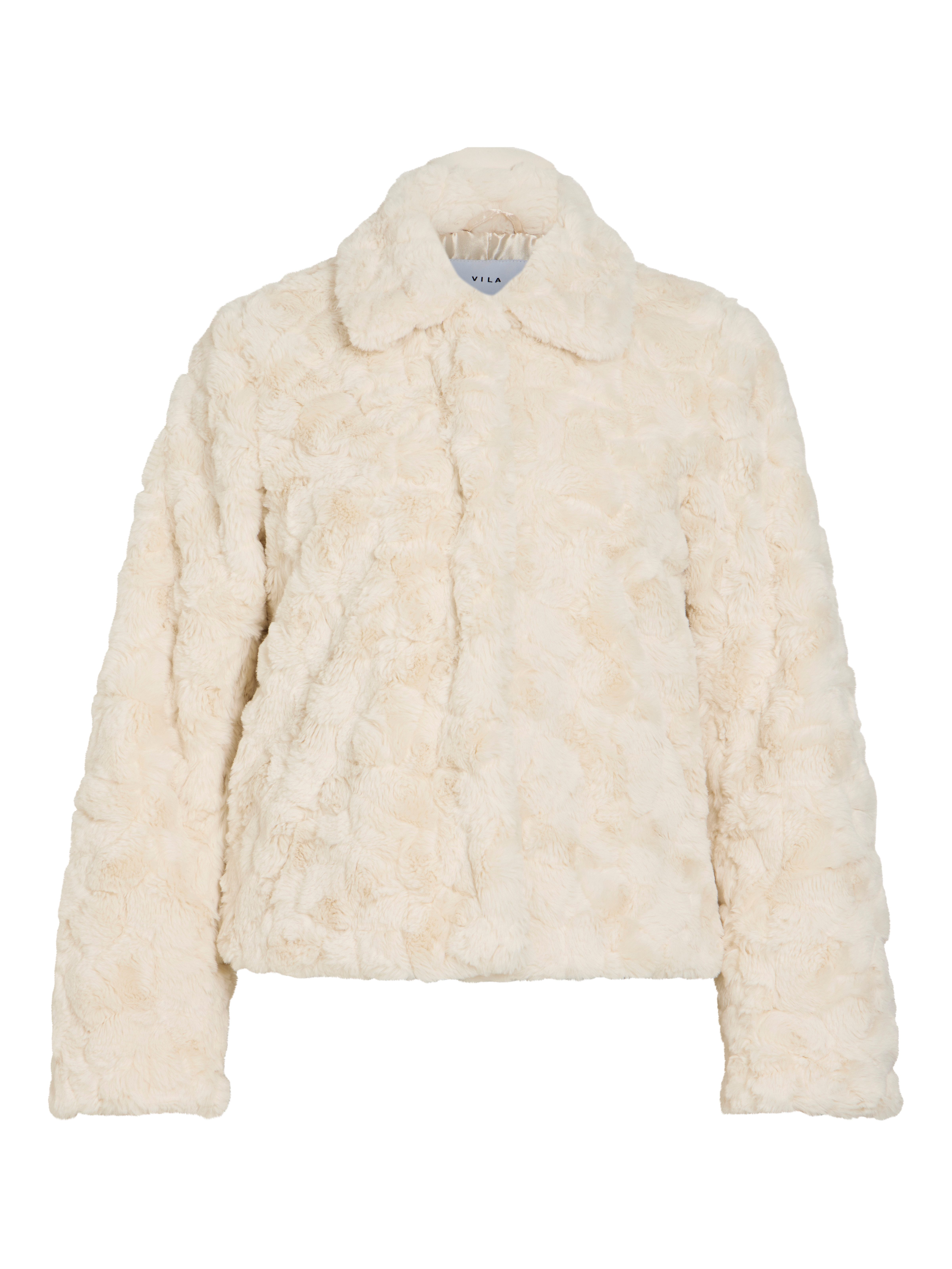 Vila Kurzjacke VIDORTE NEW L/S JACKET/PB Aus Kunstfell mit Knopfleiste