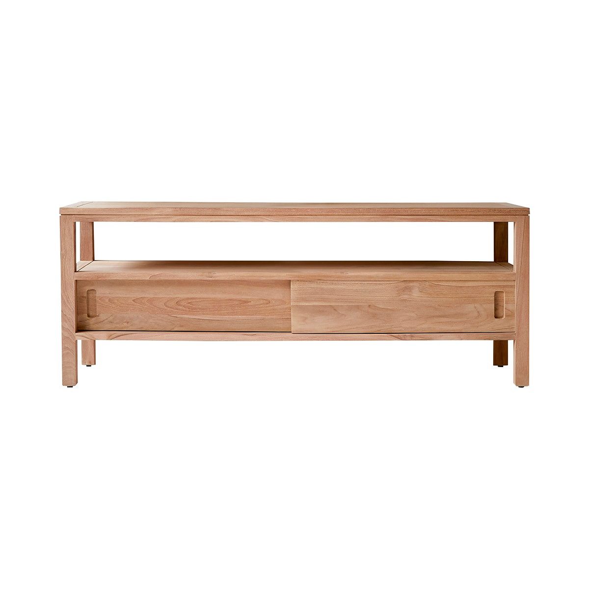 Tikamoon TV-Schrank TV Schrank TV Unterschrank Board aus Teak 130 cm natürliches Teakholz