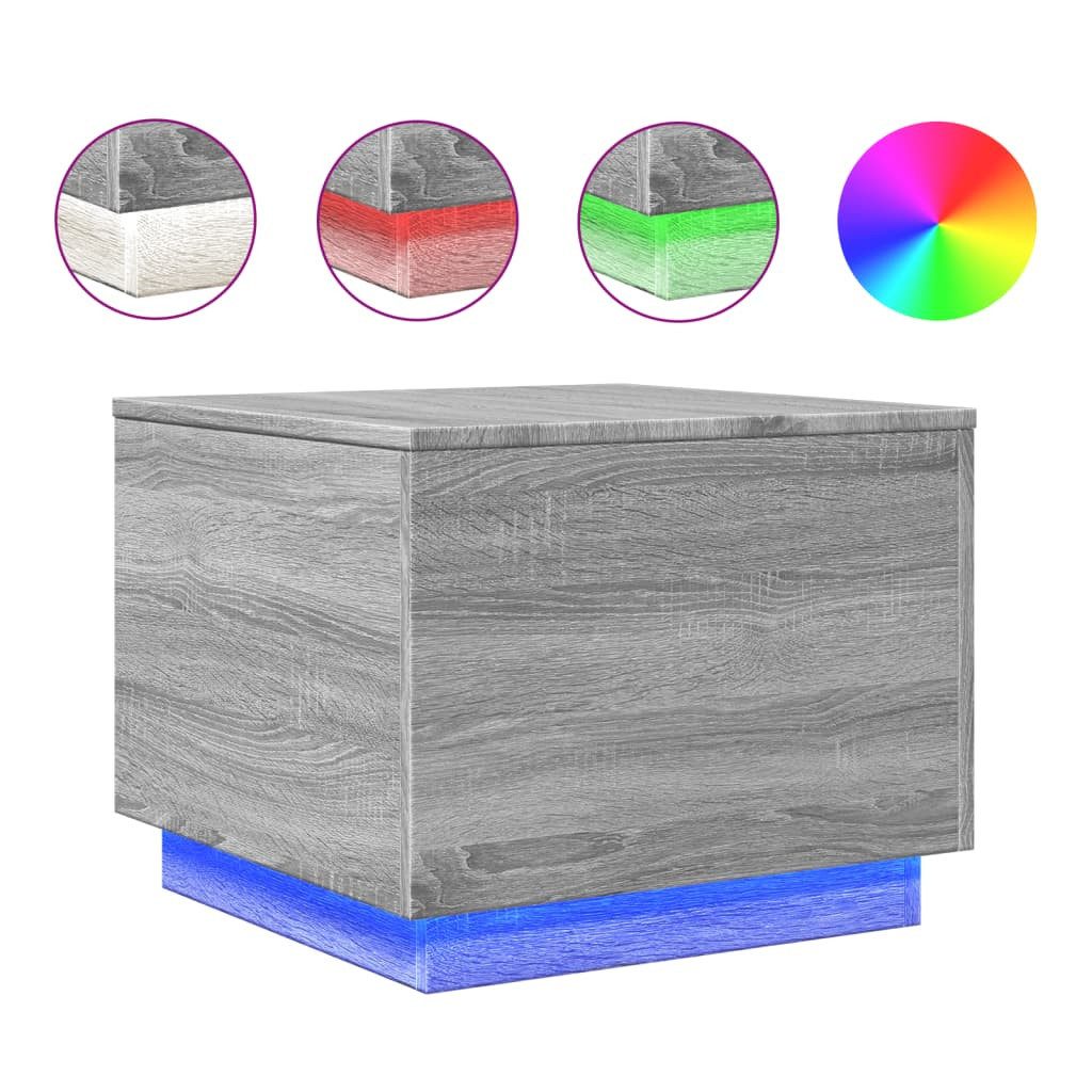 vidaXL Couchtisch Couchtisch mit LED-Leuchten Grau Sonoma 50x50x40 cm (1-St günstig online kaufen