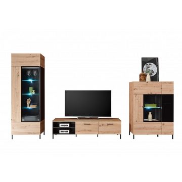 HBZ Lowboard Lowboard TV Hifi Fernsehregal LUCAS Artisan Eiche Nb. / Schwarz