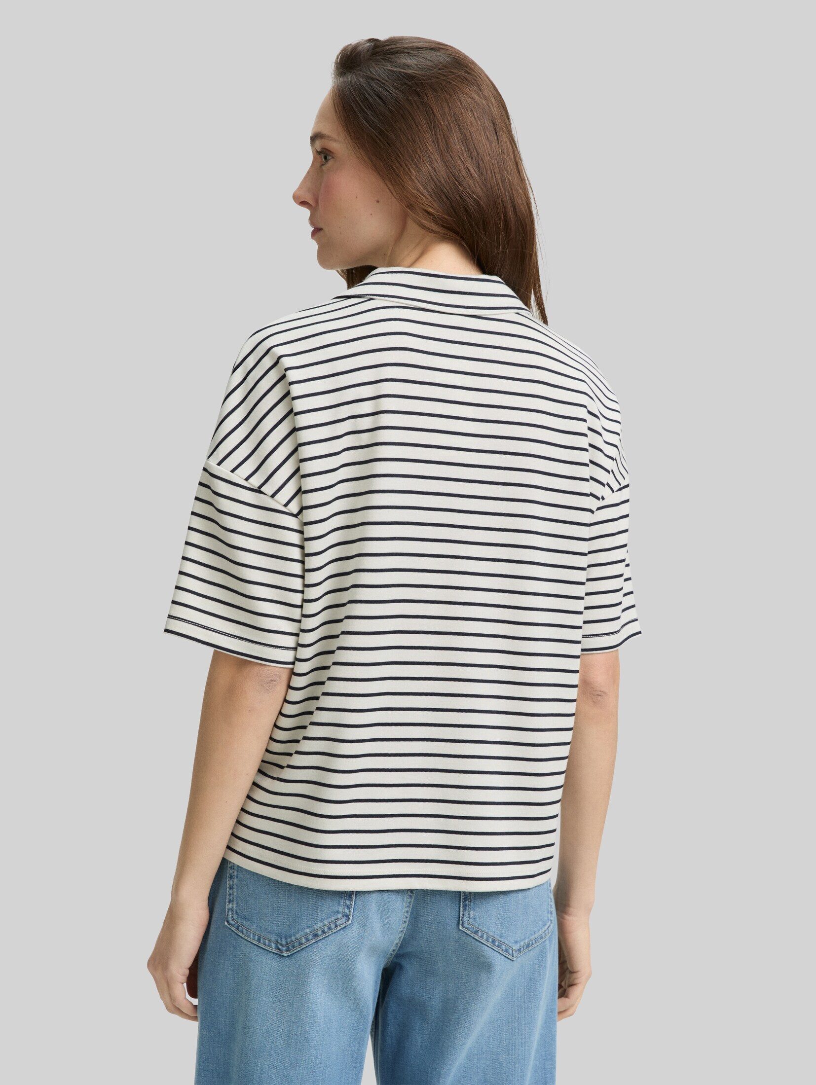 TOM TAILOR T-Shirt T-Shirt Boxy Fit T-Shirt mit Polokragen
