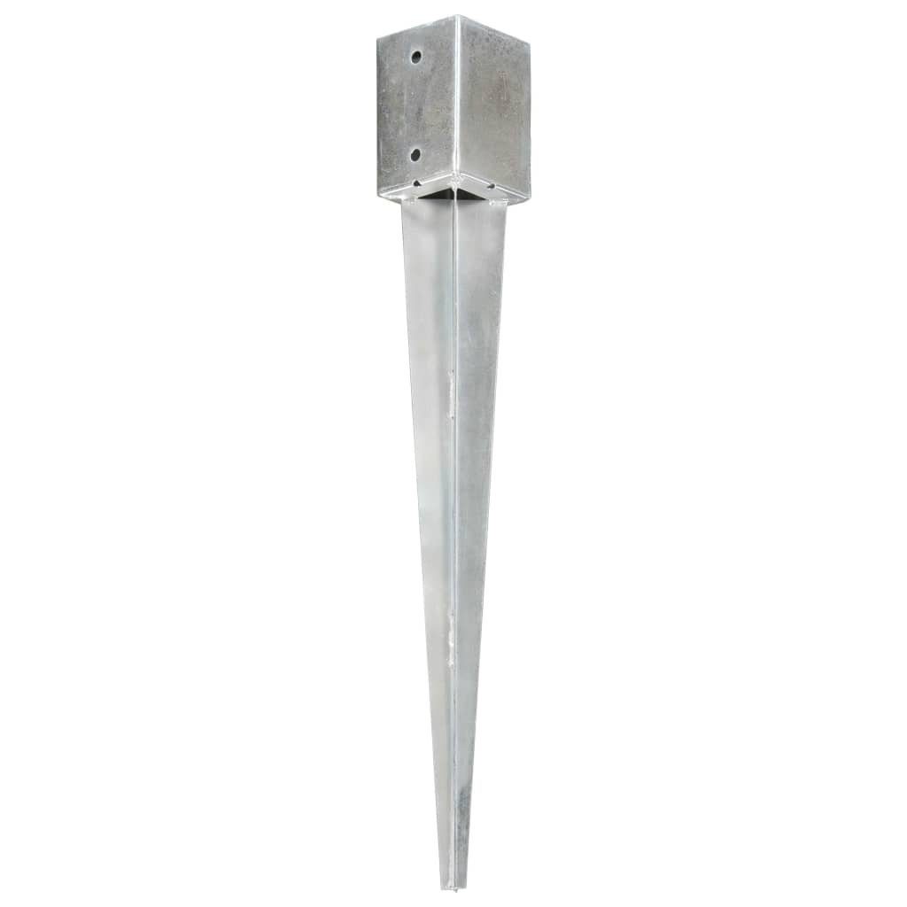 vidaXL Silbern 6 Verzinkter 9975 Stk Stahl Einschlagbodenhülse cm Erdspieße