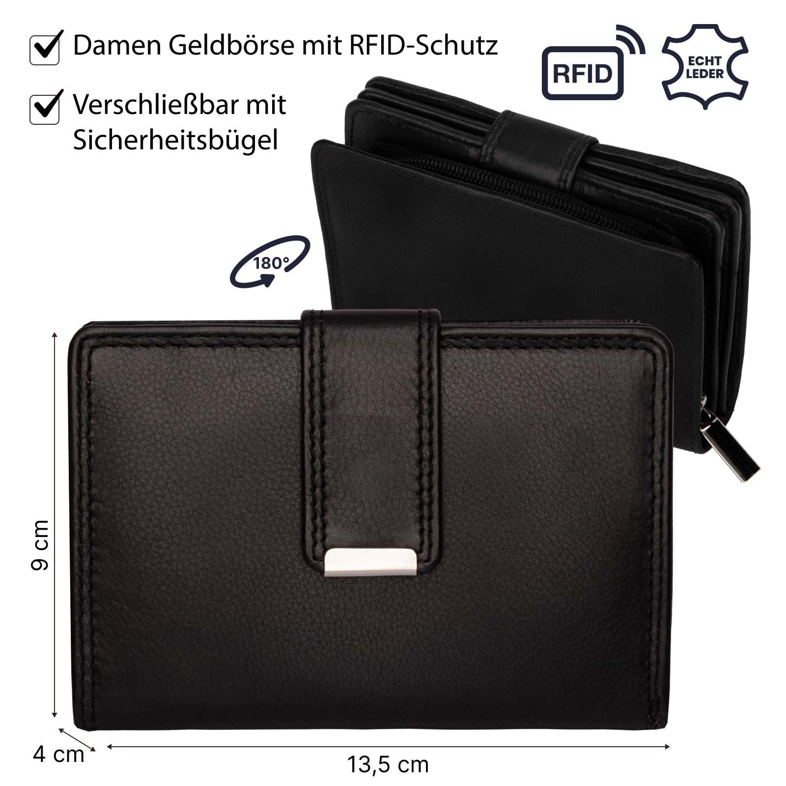 EAAKIE Geldbörse RFID Damen Geldbörse Portemonnaie Geldbeutel Damenbörse Leder, Damen Geldbörse klappbar mit Drückknopf Portemonnaie Geldbeutel