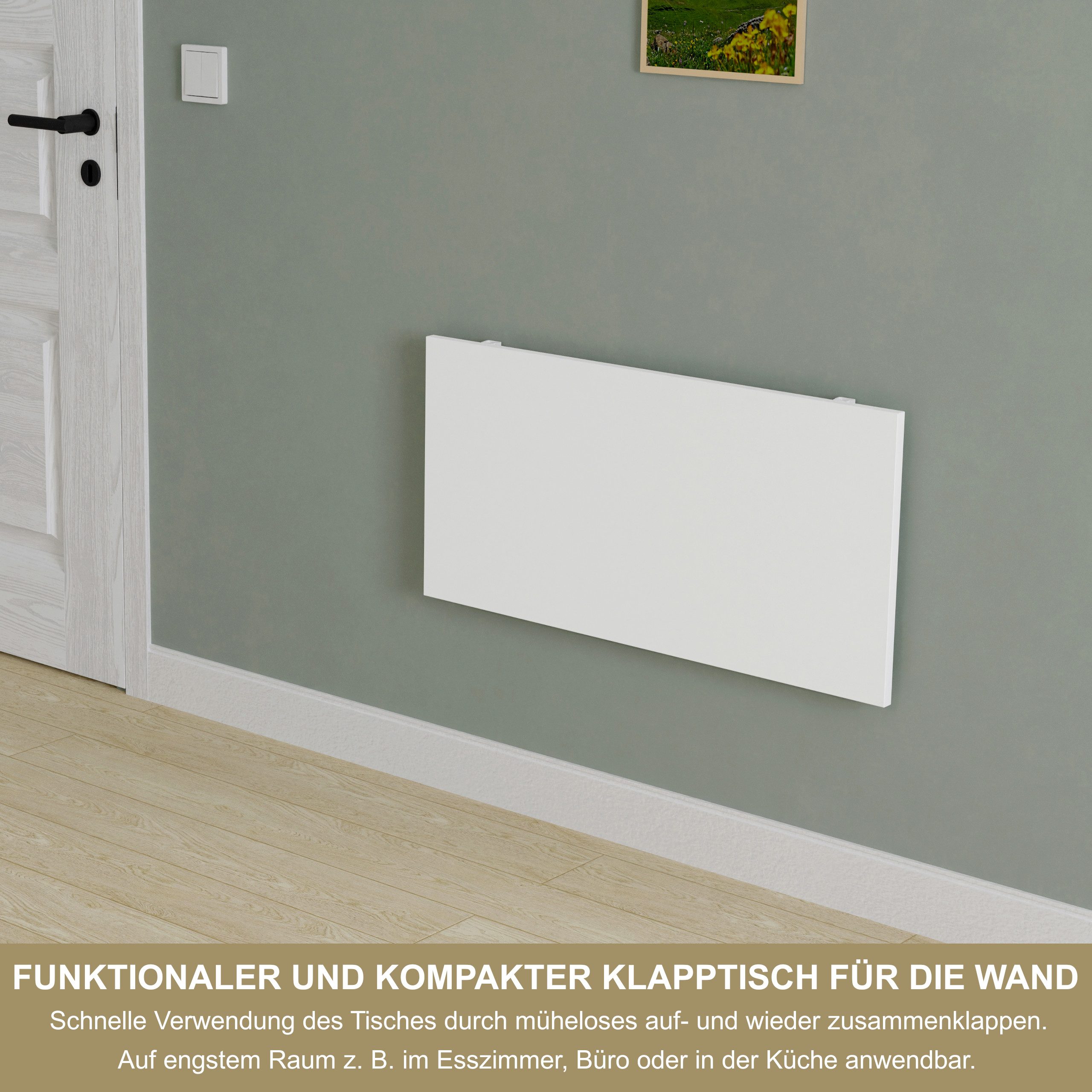 KDR Produktgestaltung Klapptisch 80x40 Wandklapptisch Esstisch Küchentisch Schreibtisch Wand Tisch, Weiß