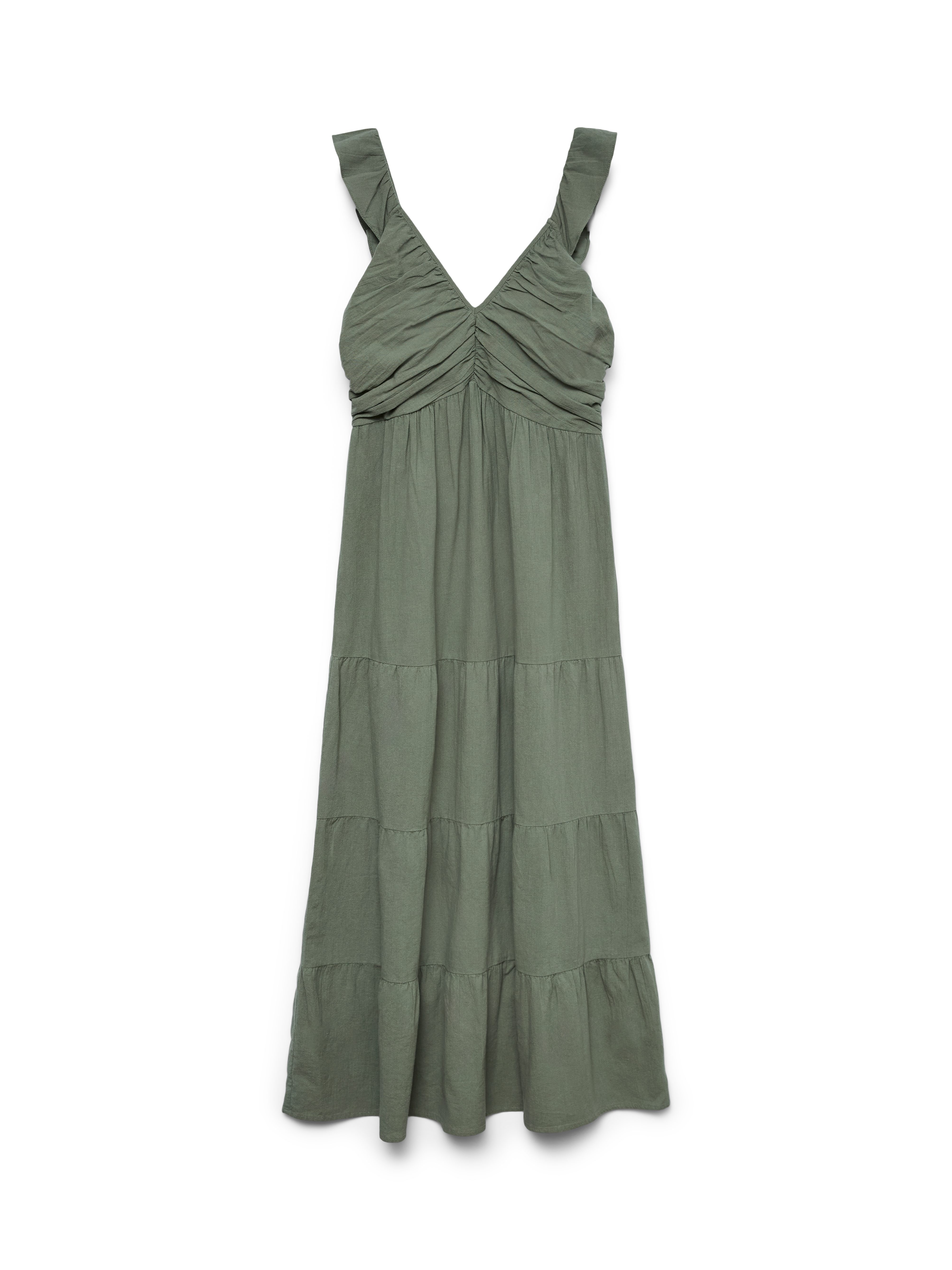 Vero Moda Maxikleid VMDICTHE SL FRILL ANKLE DRESS WVN GA Baumwolle, regular fit