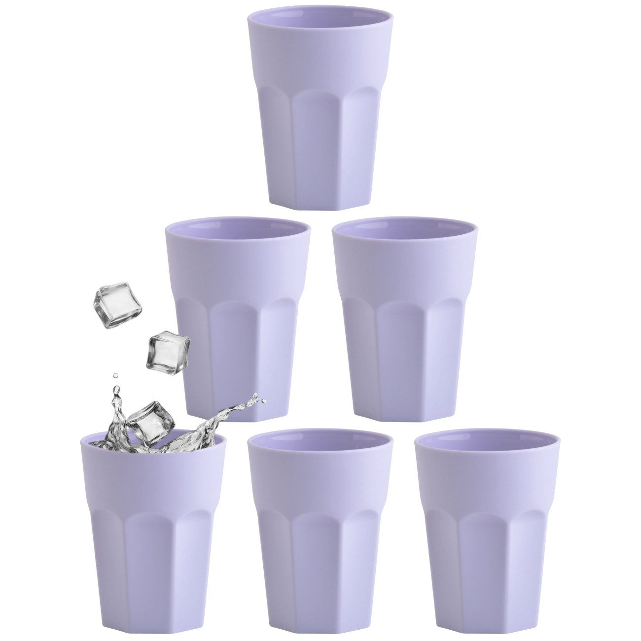 Engelland Becher Kunststoffbecher in modernen Pastellfarben, 250 ml, Mehrweg, 6-tlg., Kunststoff, spülmaschinengeeignet, bruchfest, wiederverwendbar, 250 ml, 0,25 Liter