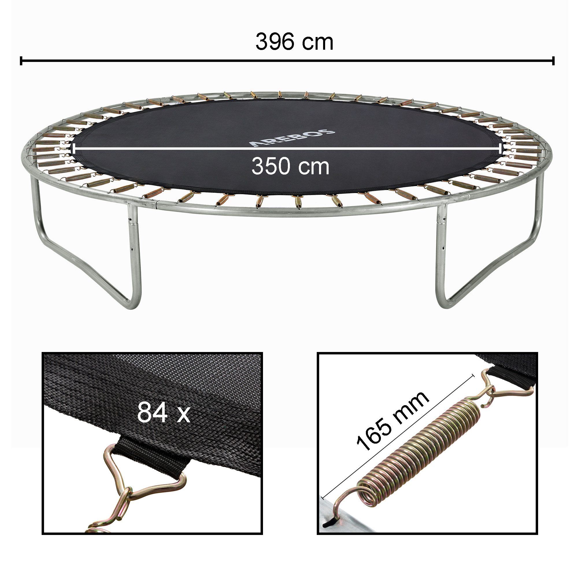 Arebos Hochsprungmatte Trampolin Sprungmatte, Federspanner, Sprungtuch, 9-Fach Naht, Maximale Belastbarkeit: 150 kg