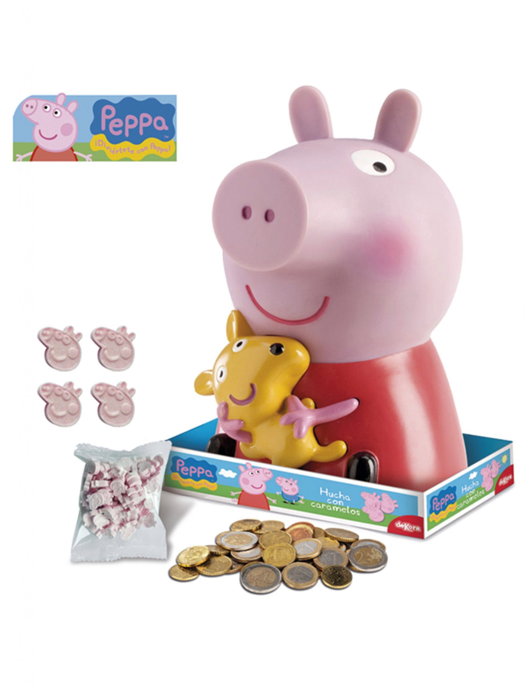 deKora Kostüm Peppa Wutz-Sparschwein mit Bonbons Spardose bunt