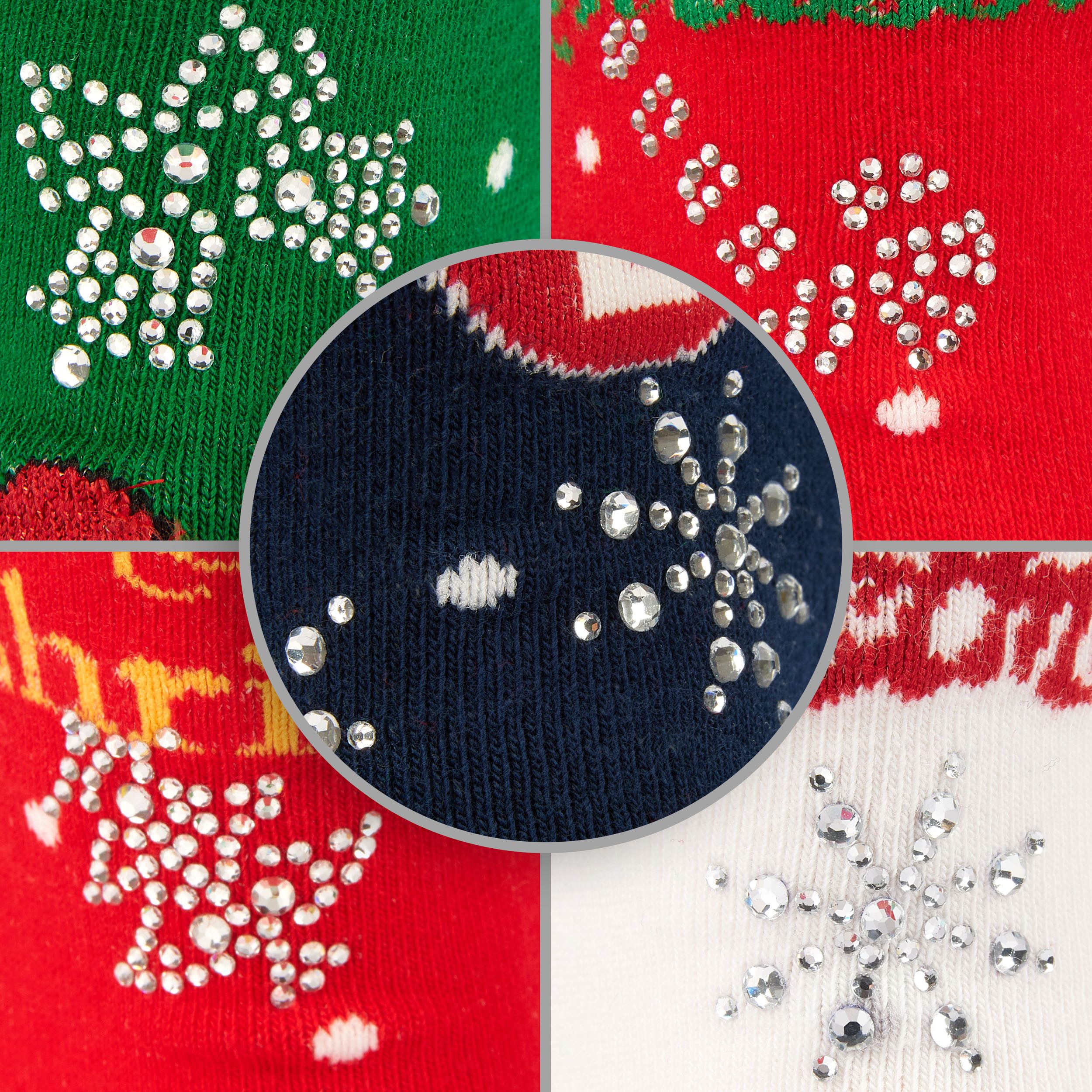 BRUBAKER Socken Damen Weihnachtssocken - Pinguin, Rentier, Santa & Schneemann (Bunte Baumwollsocken für Frauen - Geschenkset, 5-Paar, Kuschelsocken mit humorvol – Bild 5 von 5