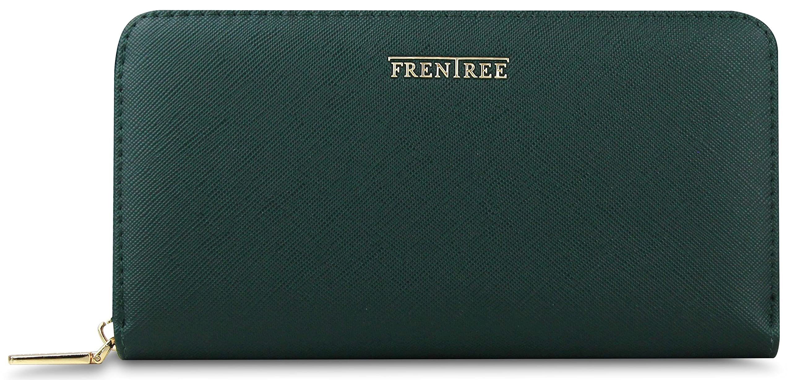 Frentree Geldbörse Damen Portemonnaie mit Rundum-Reißverschluss, 9 Karten, Handyfach, mit 3 große Fächer und RFID-Schutz,inkl. Geschenkbox