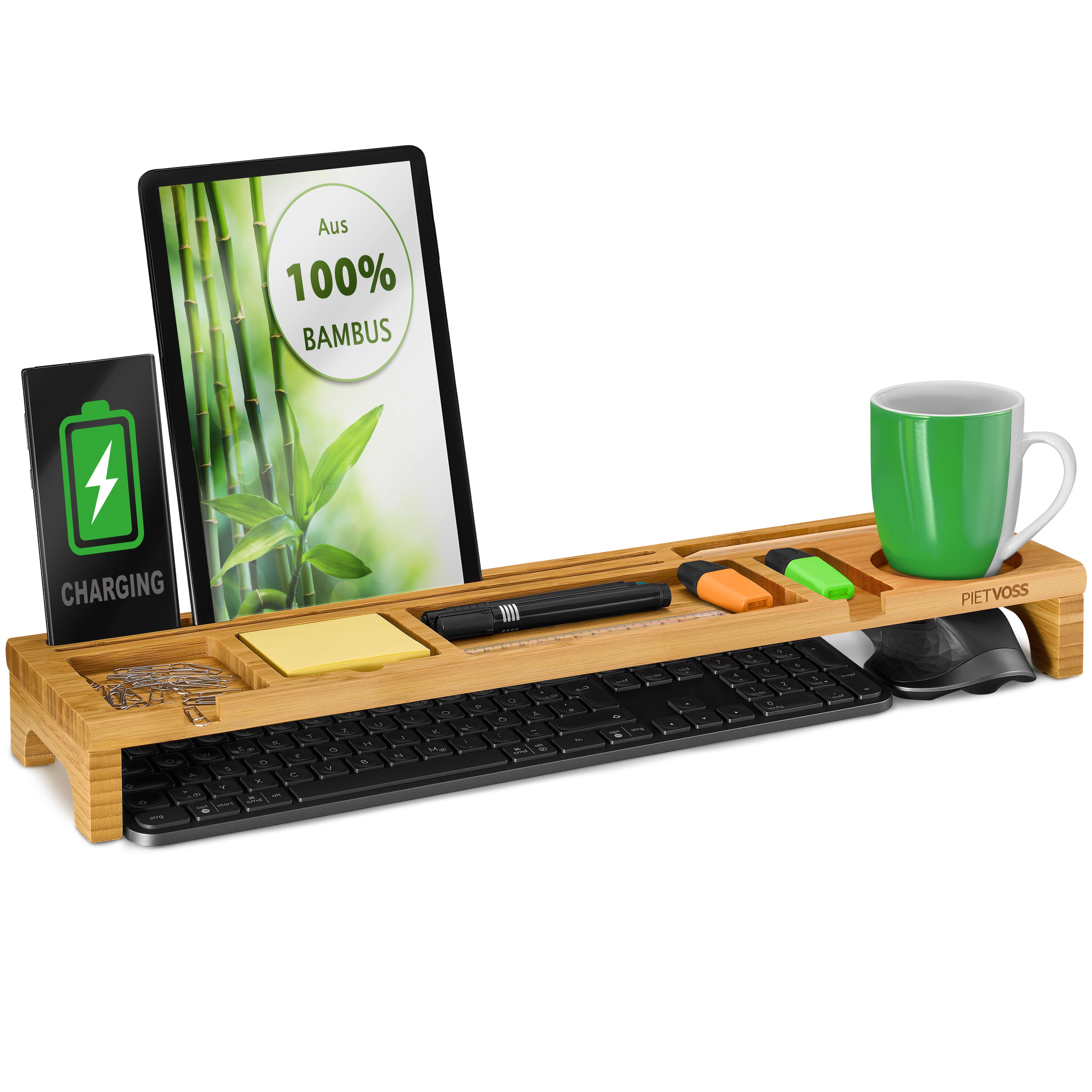 PIETVOSS Organizer Schreibtisch-Organizer aus Bambus-Holz, aus Bambus-Holz | Bad-Organizer