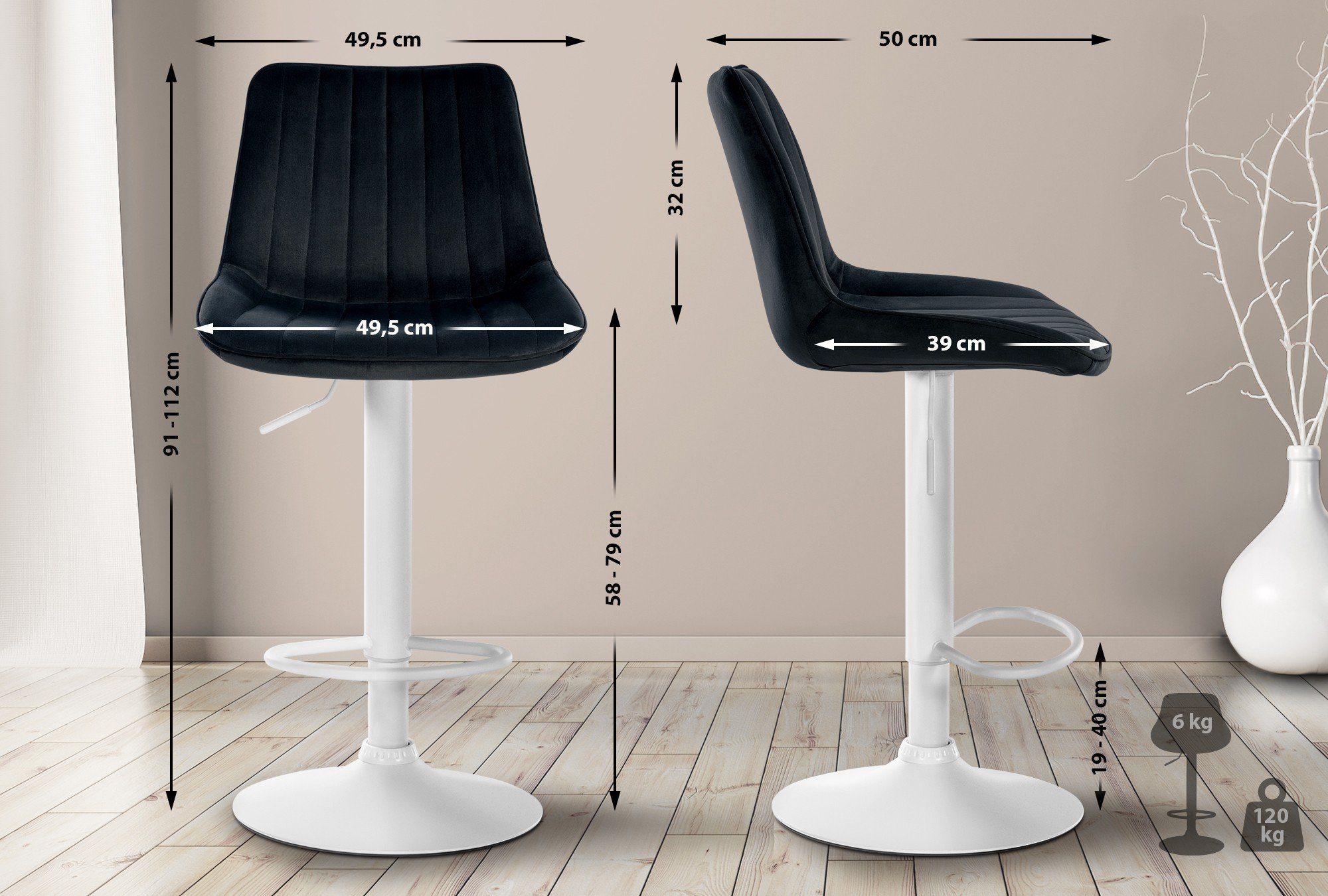 CLP Barhocker Toni Samt (2er Set, günstig online kaufen