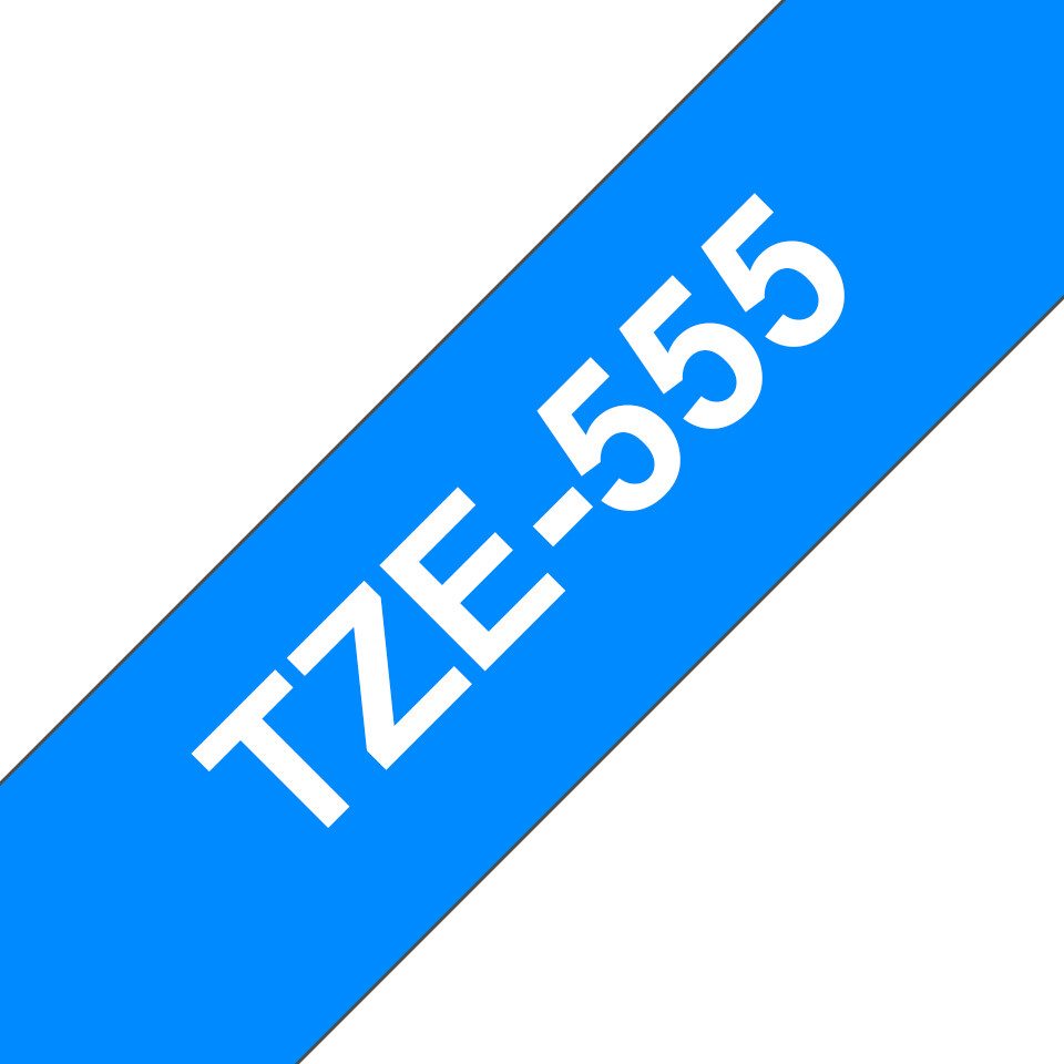 Brother Schriftband TZe-555 (lam) Weiß auf Blau 24mm x 8m Tintenpatrone