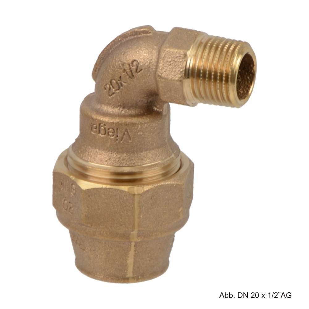Viega Wasserrohr Viega Maxiplex Übergangswinkel 90°, Modell 9021, 25 mm x 1/2" AG, Rotg