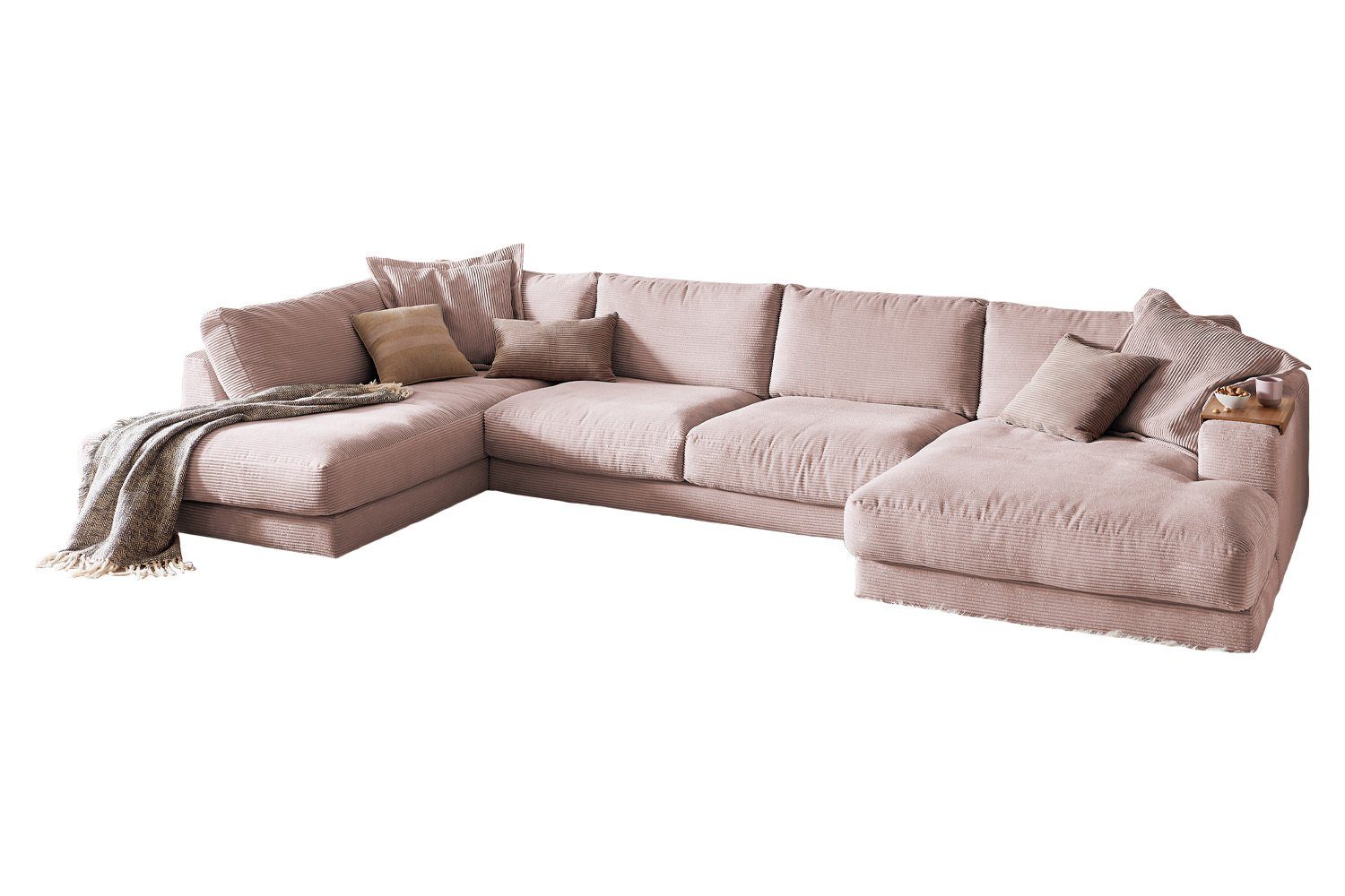 versch. MADELINE, Farben od. U-Form Sofa links, rosa Cord, Wohnlandschaft rechts KAWOLA Longchair