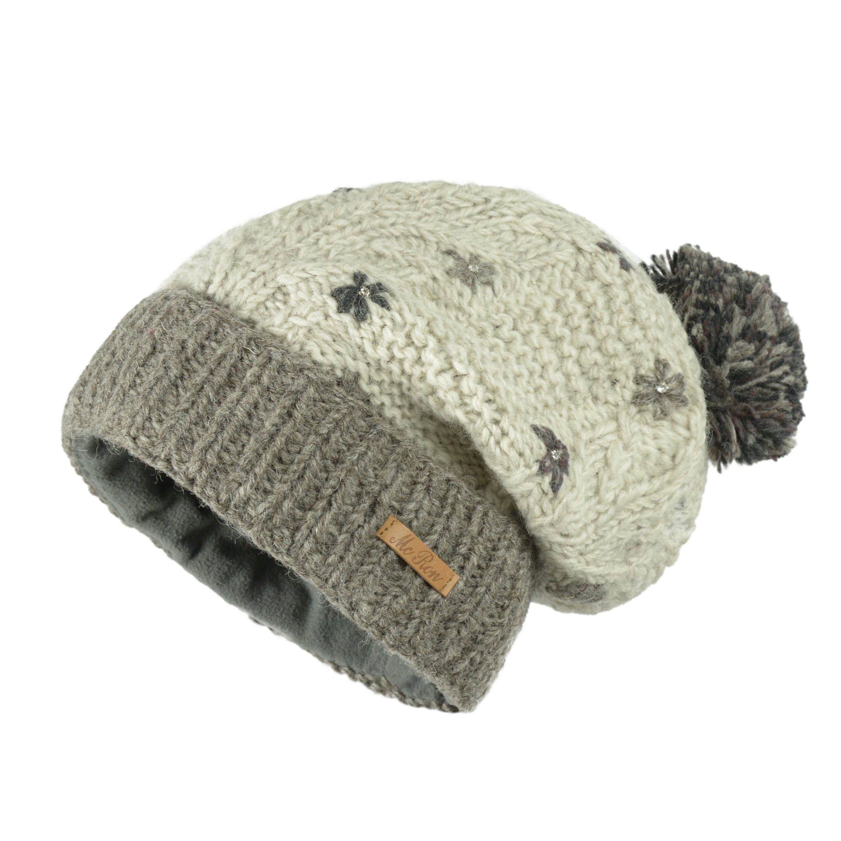 McRon Strickmütze Wollmütze mit Bommel "Modell Fiorella" mit Umschlag günstig online kaufen