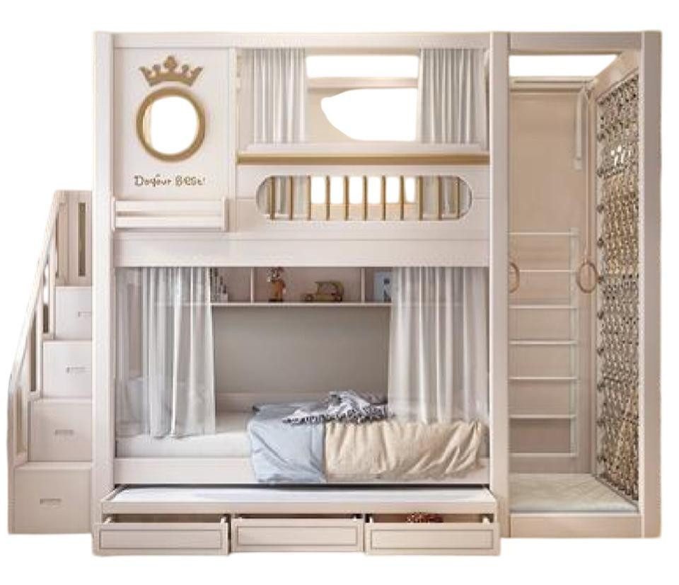 JVmoebel Etagenbett Hochbett in Weiß aus Holz mit Stauraum und stabiler Konstruktion, Made in Europe