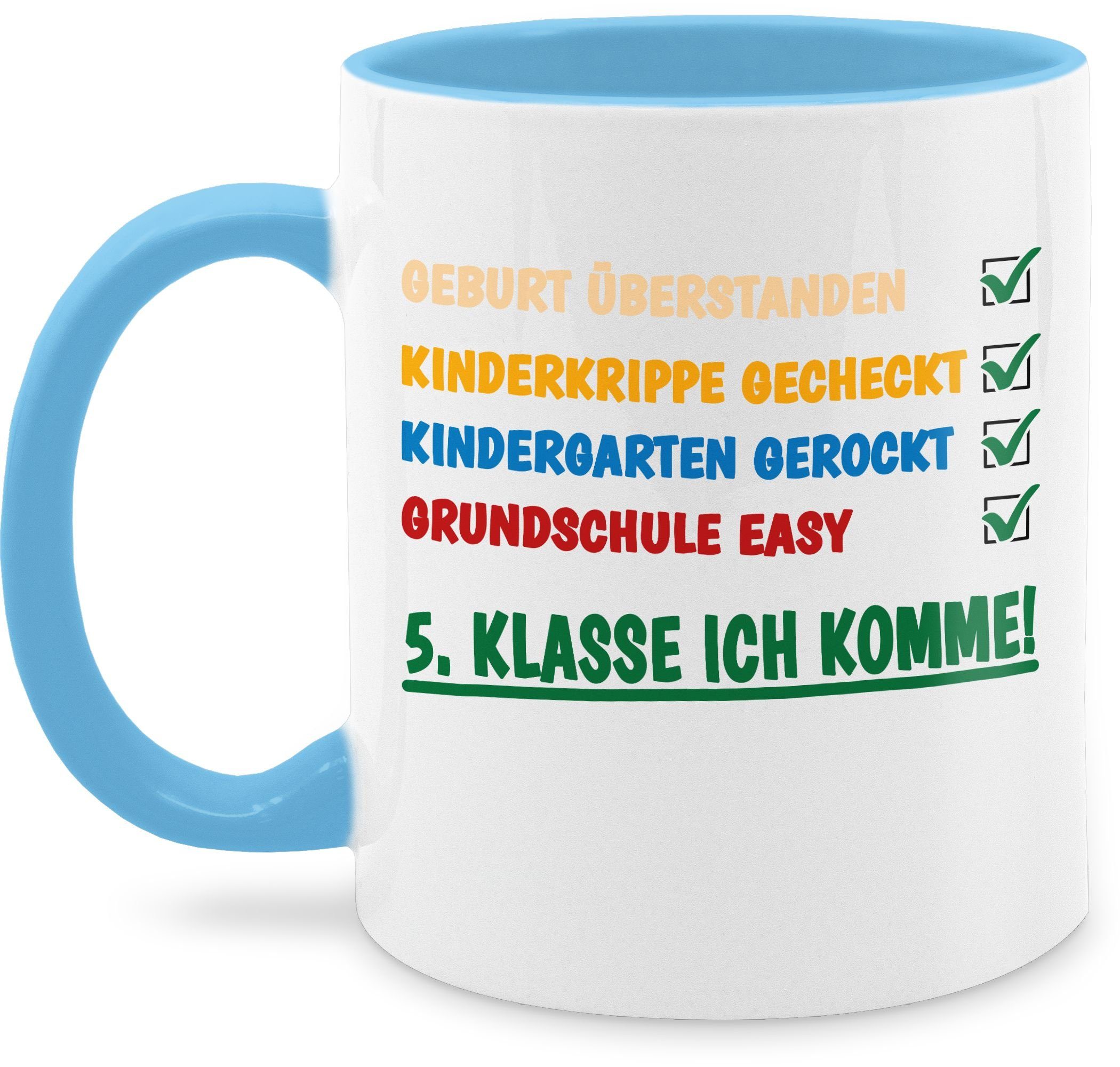 Shirtracer Tasse Grundschule überstanden - 5. Klasse ich komme!, Keramik, Einschulung Geschenk Tasse