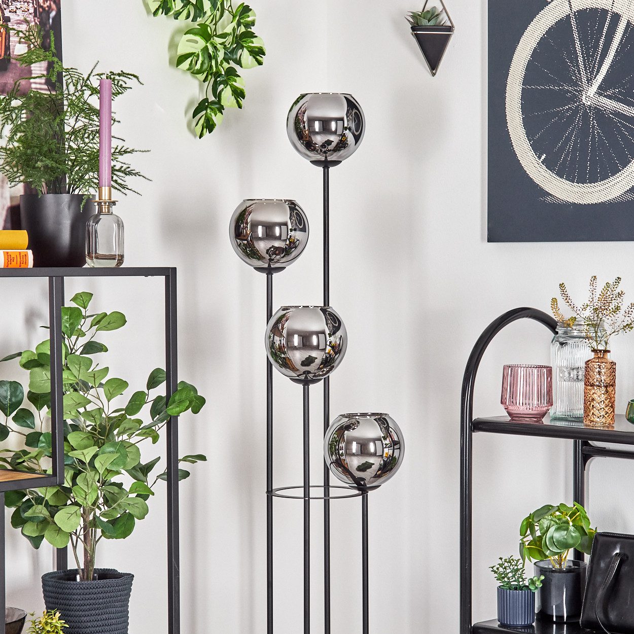 hofstein Stehlampe Stehlampe aus Metall/Holz/Glas in günstig online kaufen