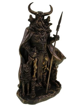 Kremers Schatzkiste Dekofigur Gott Odin mit seinen Raben Wölfen - 36 cm - BLACK EDITION -